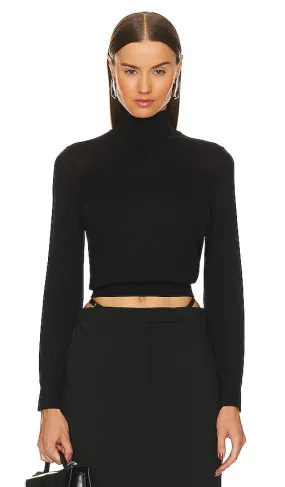 Alexander Wang Classic Long Sleeve Turtleneck With Embossed Logo in Black