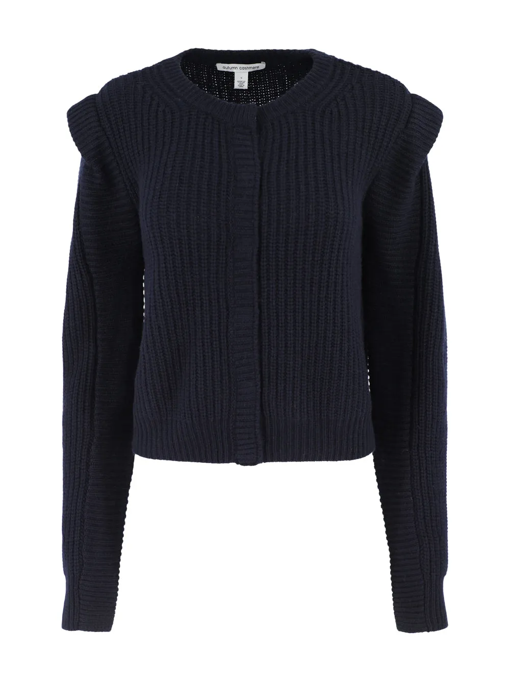 Autumn Cashmere Shaker Flange Shoulder Jacket in Peacoat