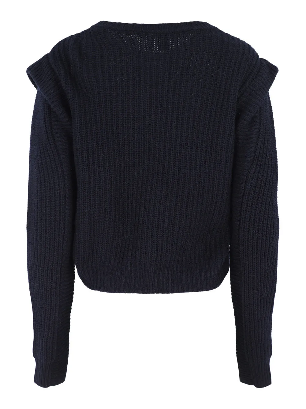 Autumn Cashmere Shaker Flange Shoulder Jacket in Peacoat