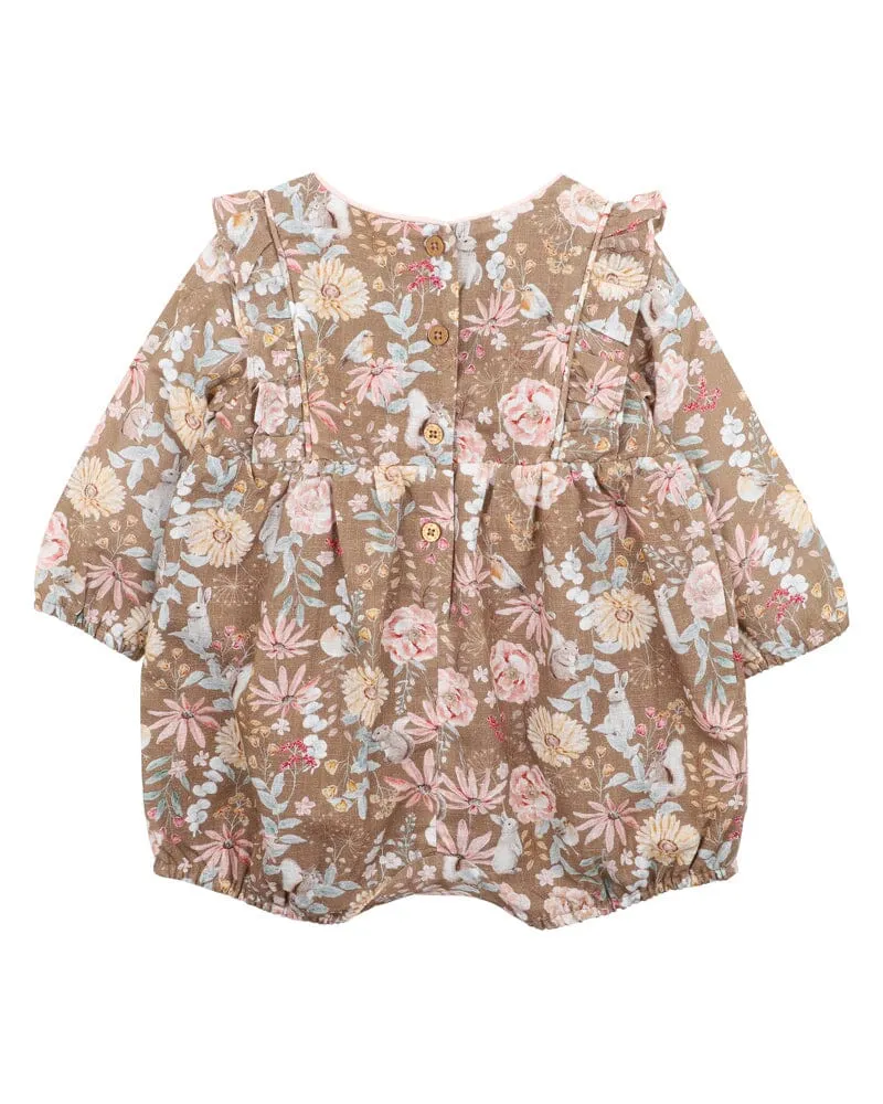Bebe - Olive Brown Print Romper