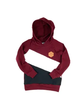 Burgundy Color Block Hoodie