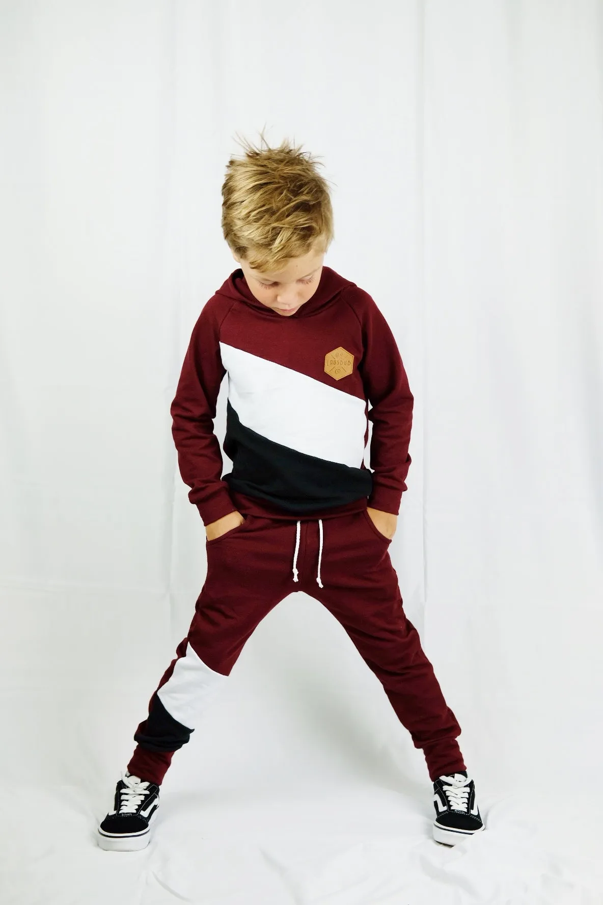 Burgundy Color Block Hoodie