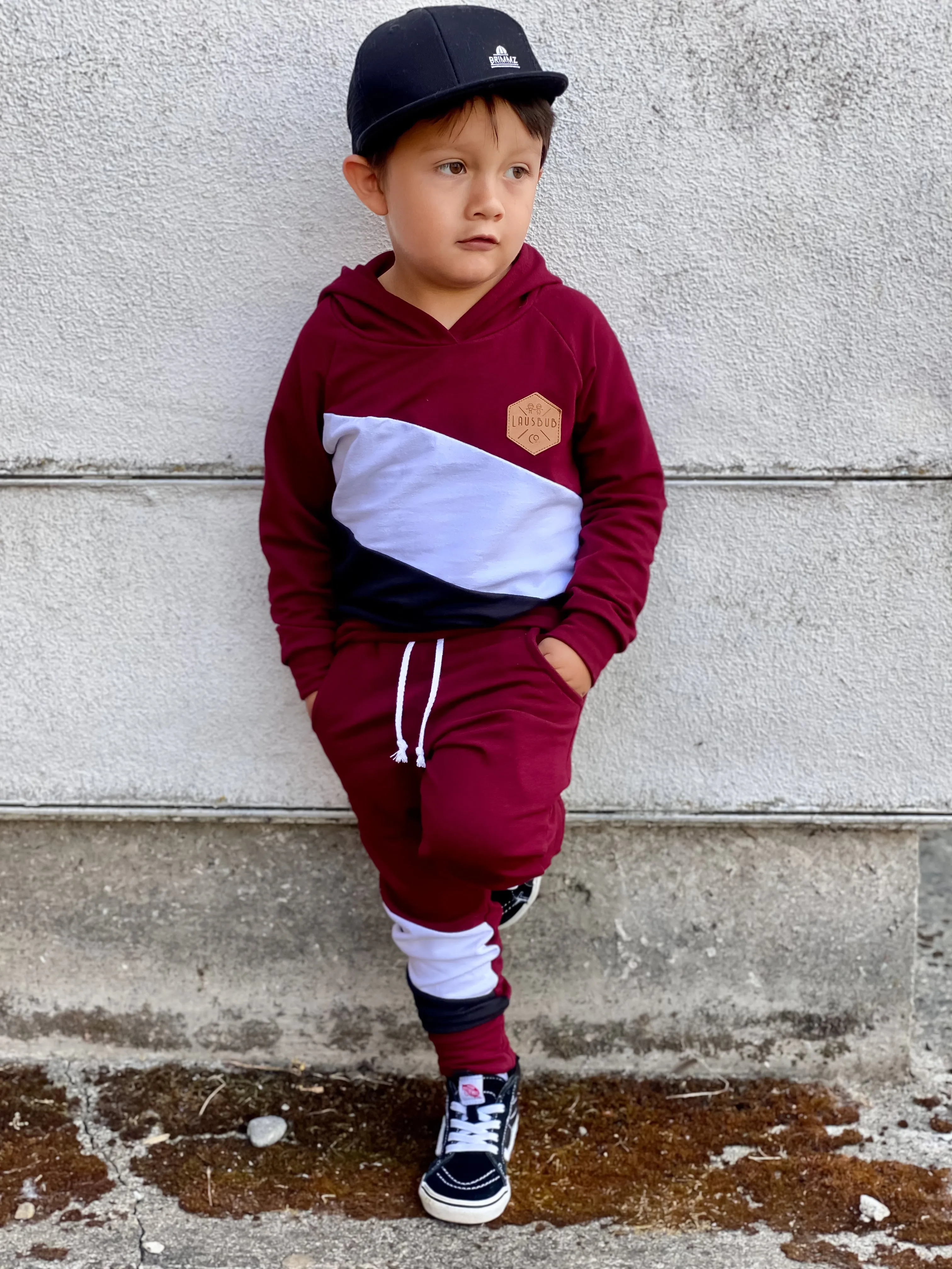 Burgundy Color Block Hoodie