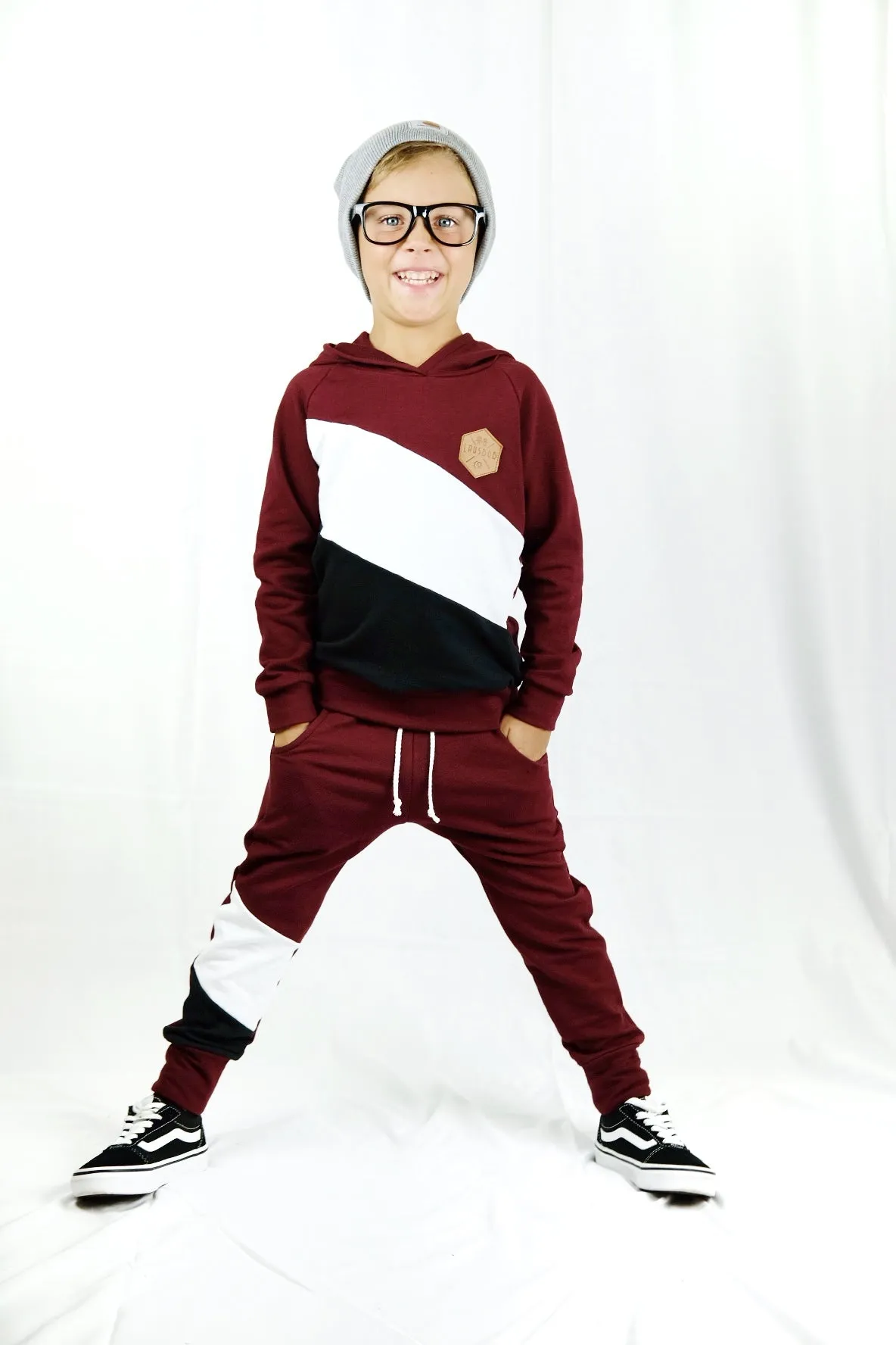 Burgundy Color Block Hoodie