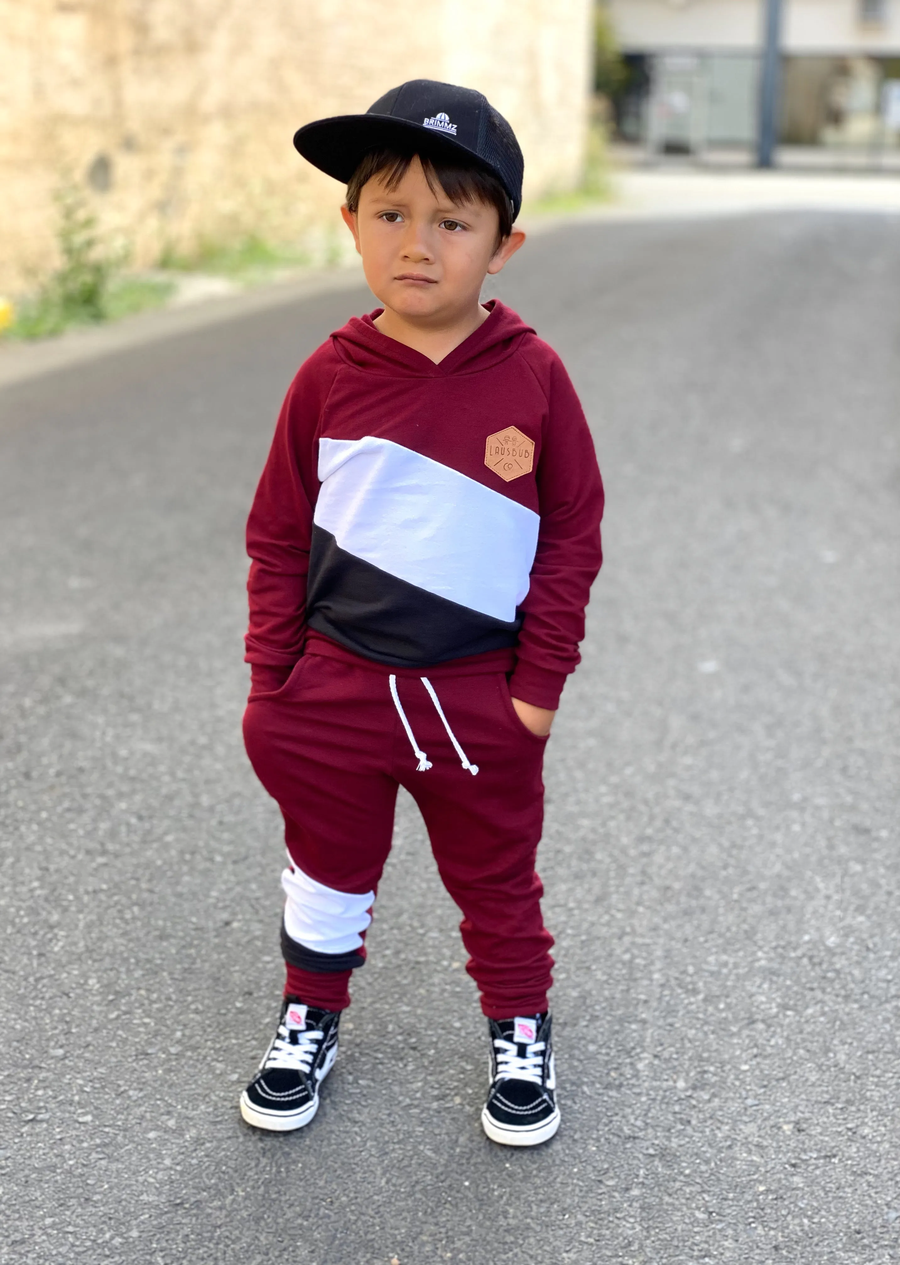Burgundy Color Block Hoodie