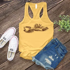 Coffee, Book, and Flower Women's Tank Top