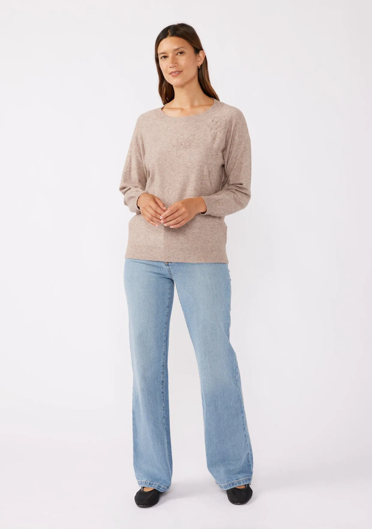 CREWNECK DROP SHOULDER / EMBROIDERY PULLOVER