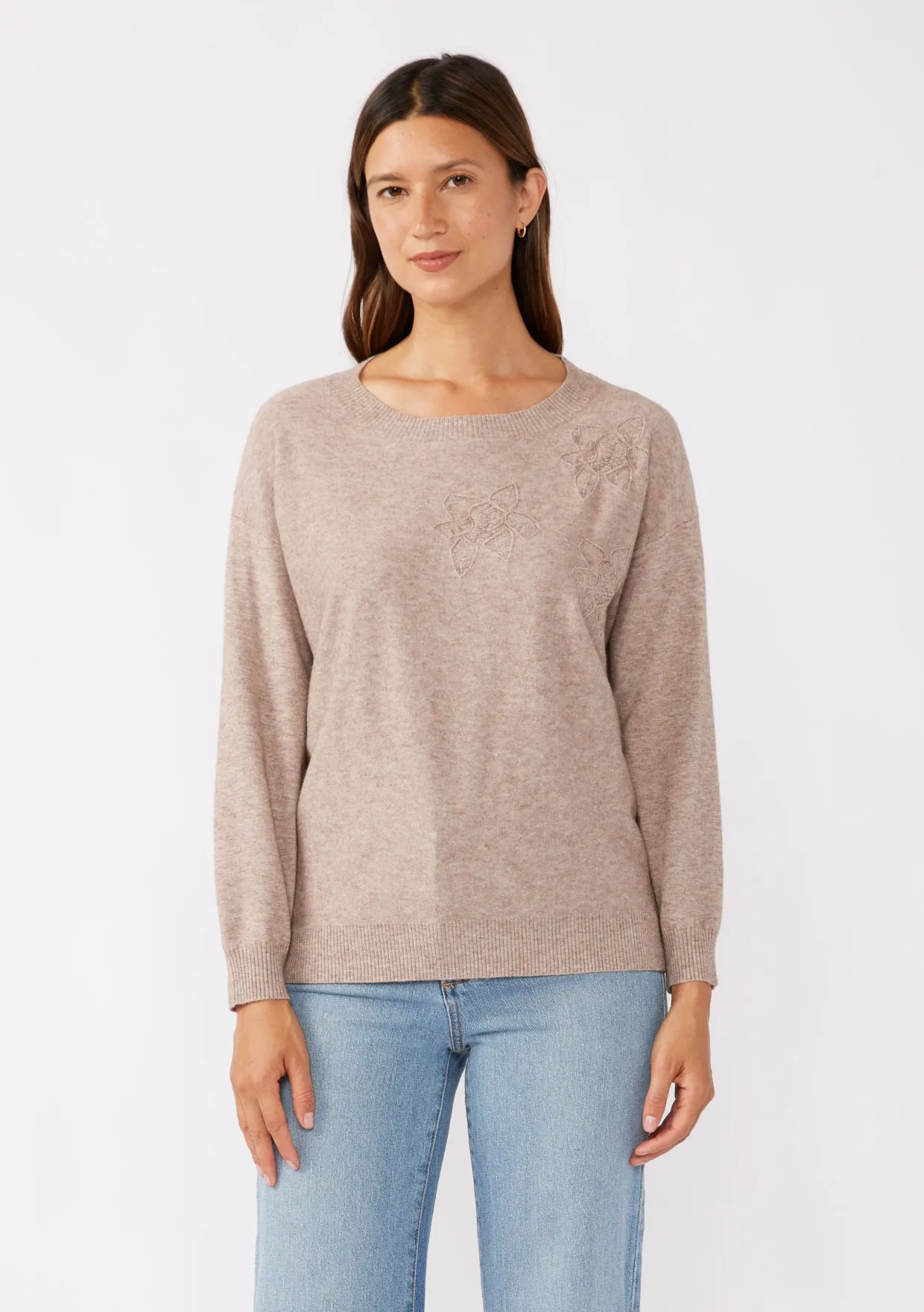 CREWNECK DROP SHOULDER / EMBROIDERY PULLOVER