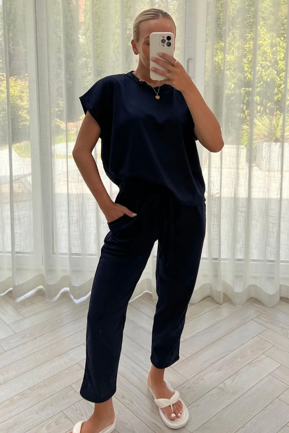 Danni navy box top coord