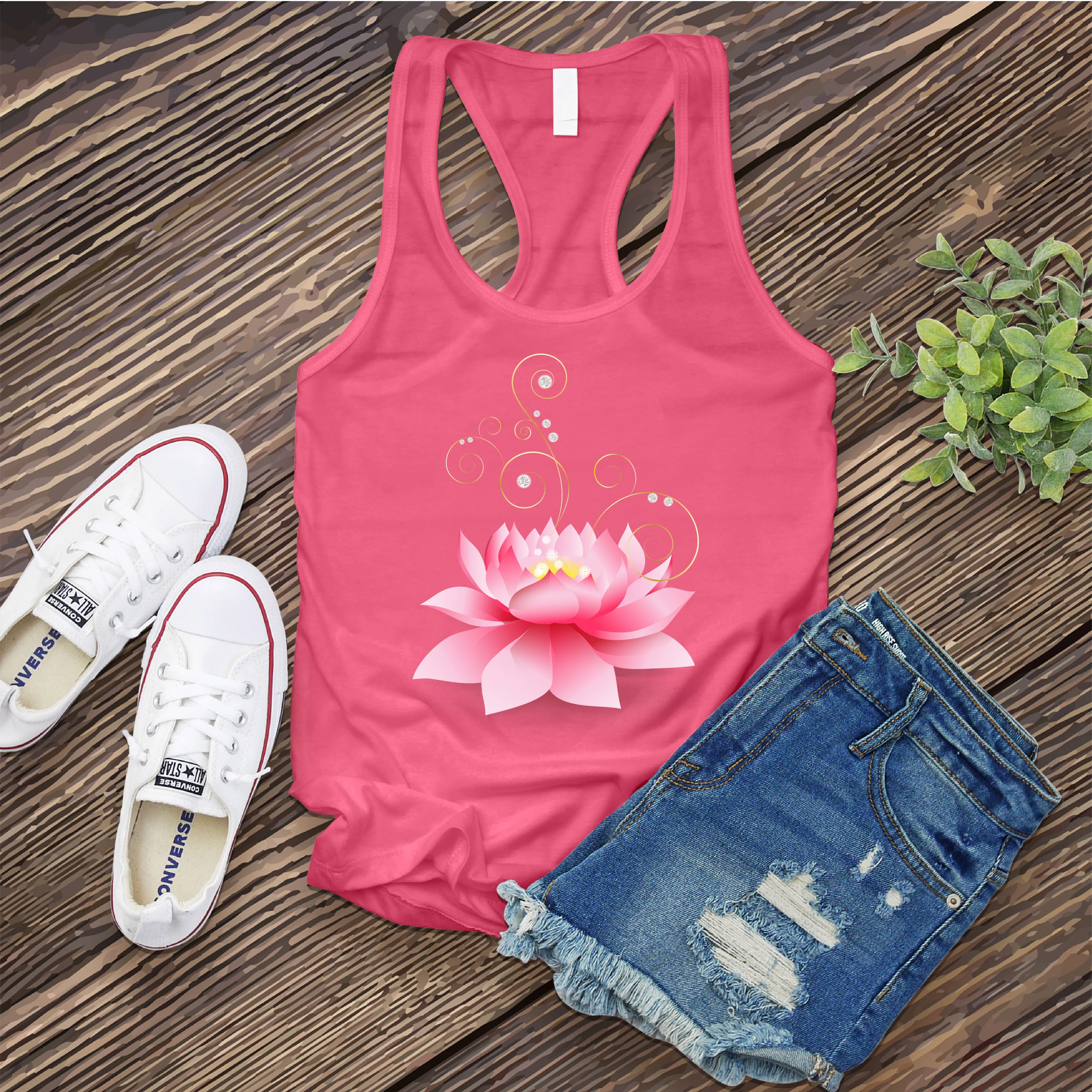 Diamond Pink Lotus Women's Tank Top