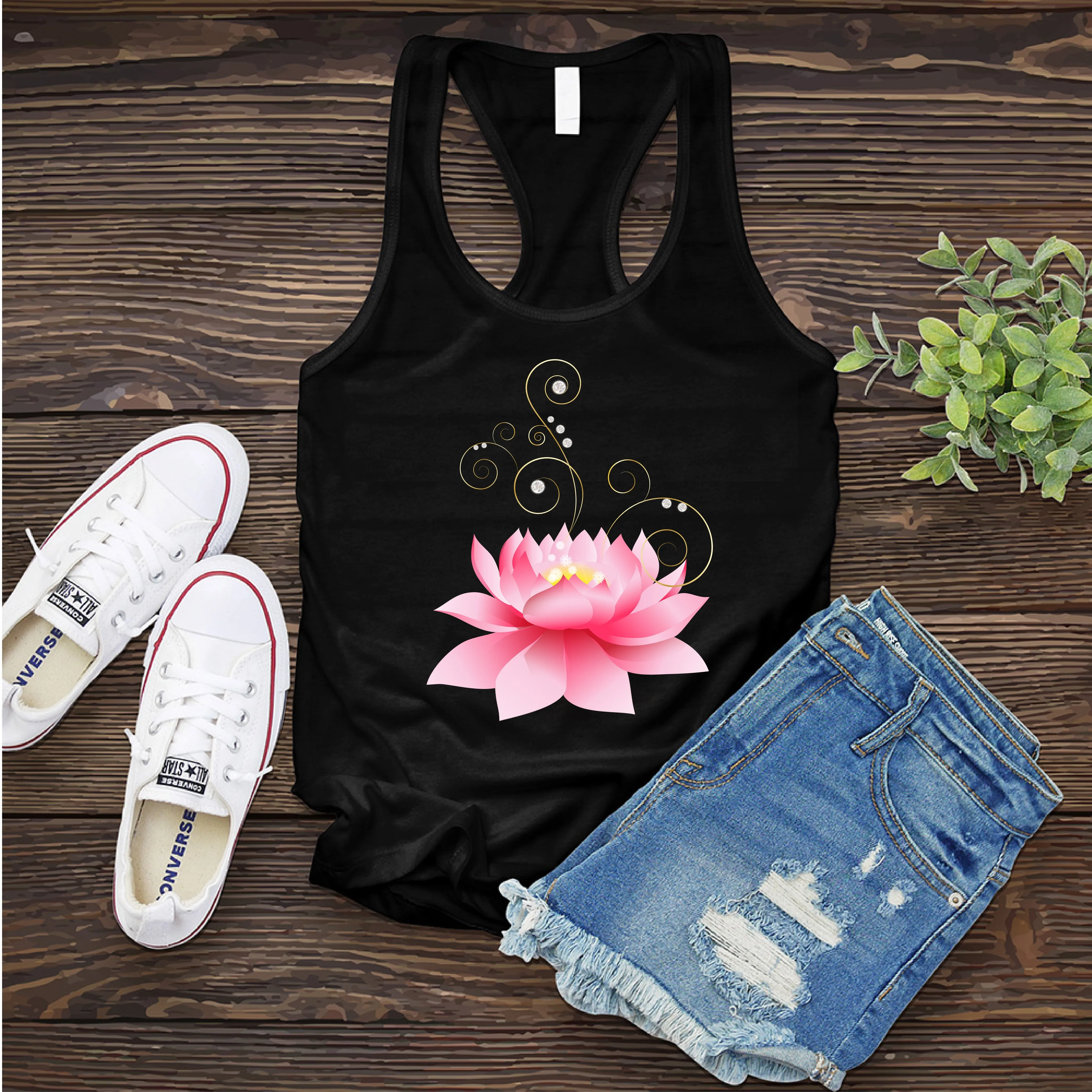 Diamond Pink Lotus Women's Tank Top