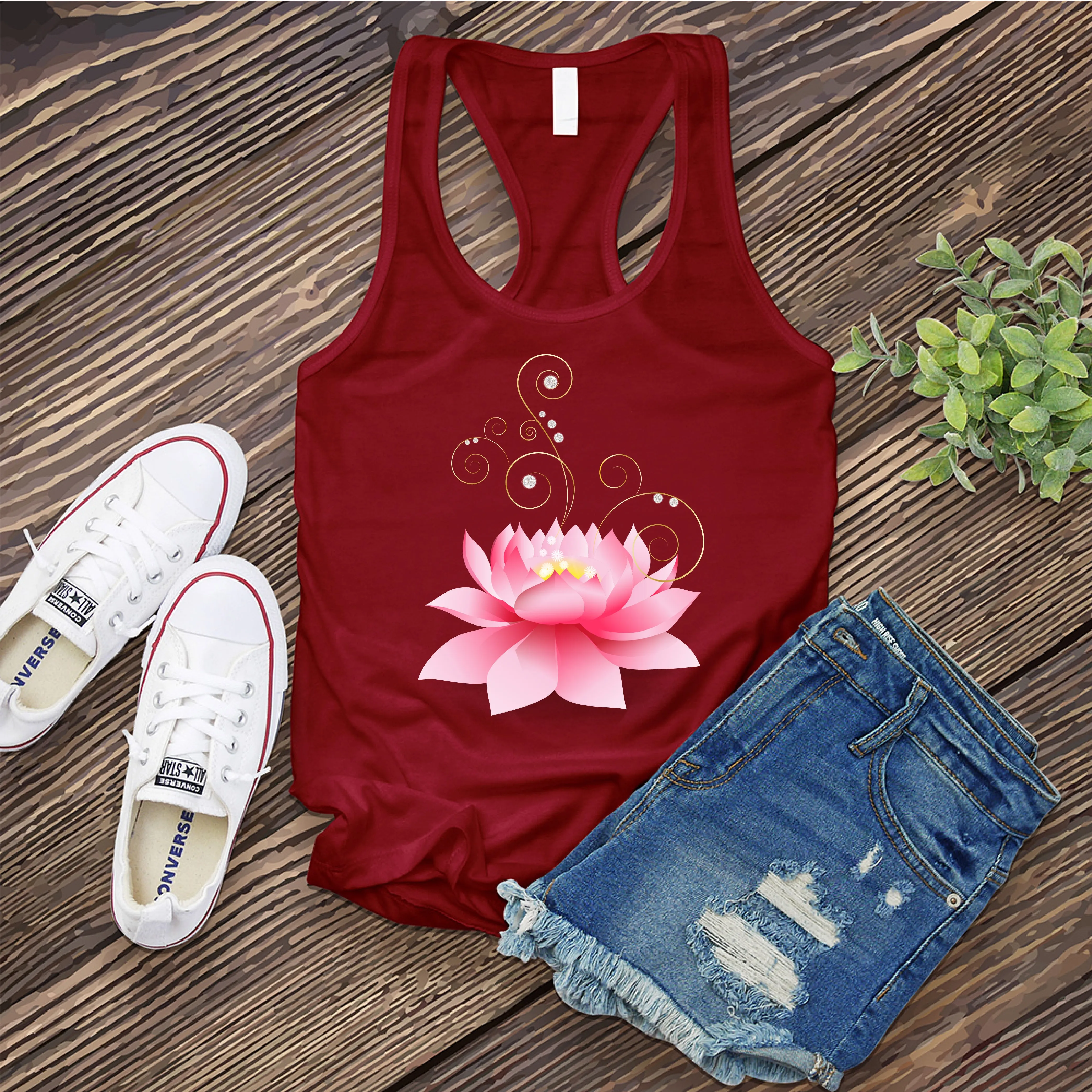 Diamond Pink Lotus Women's Tank Top