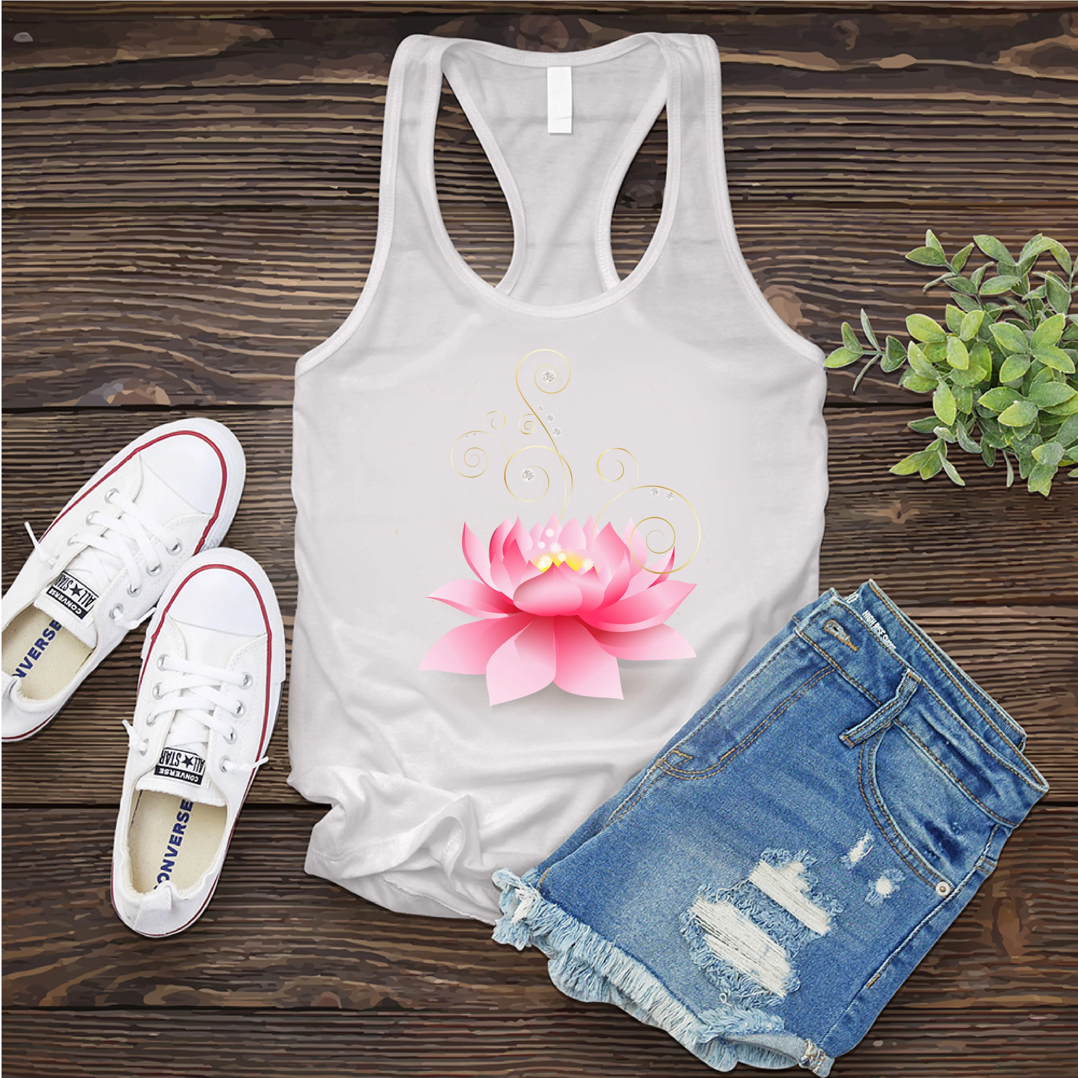 Diamond Pink Lotus Women's Tank Top