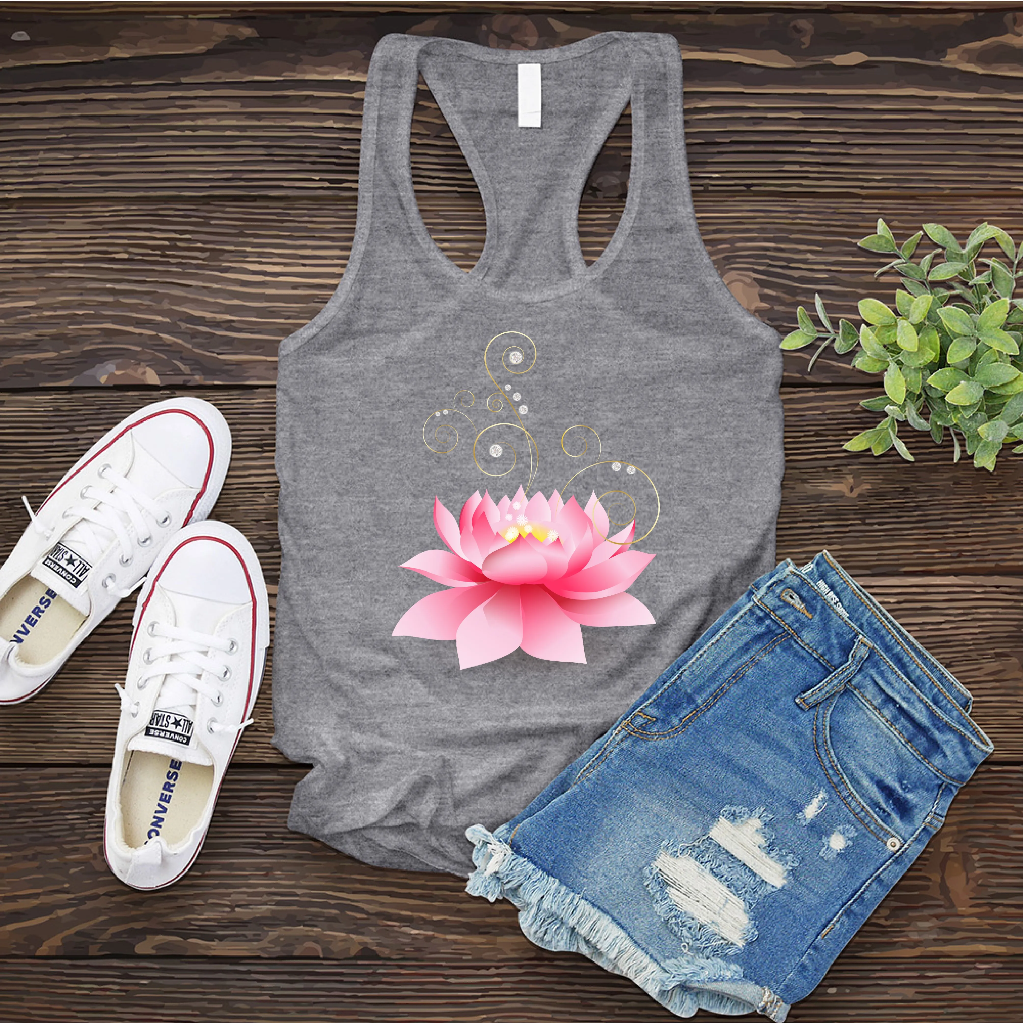 Diamond Pink Lotus Women's Tank Top