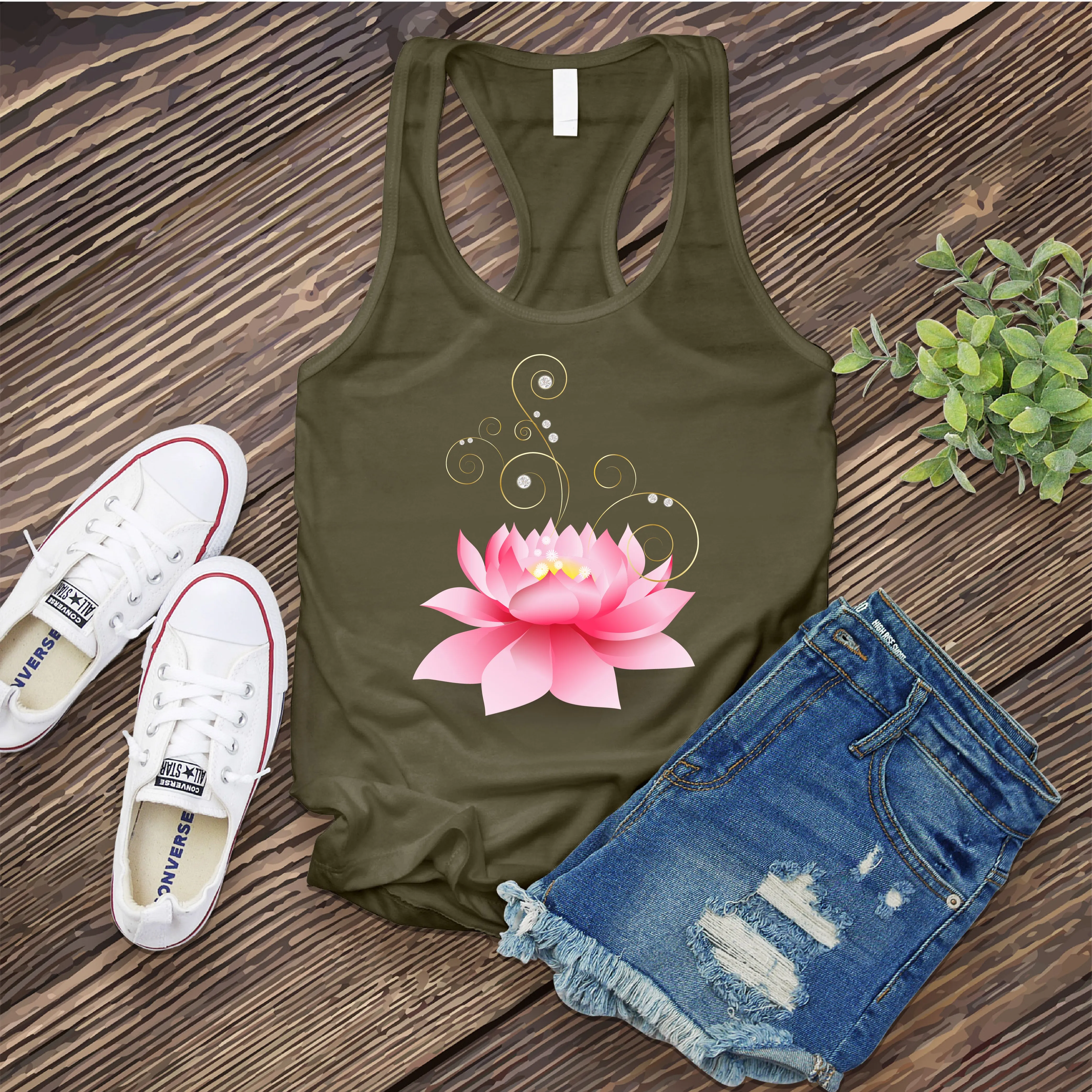 Diamond Pink Lotus Women's Tank Top