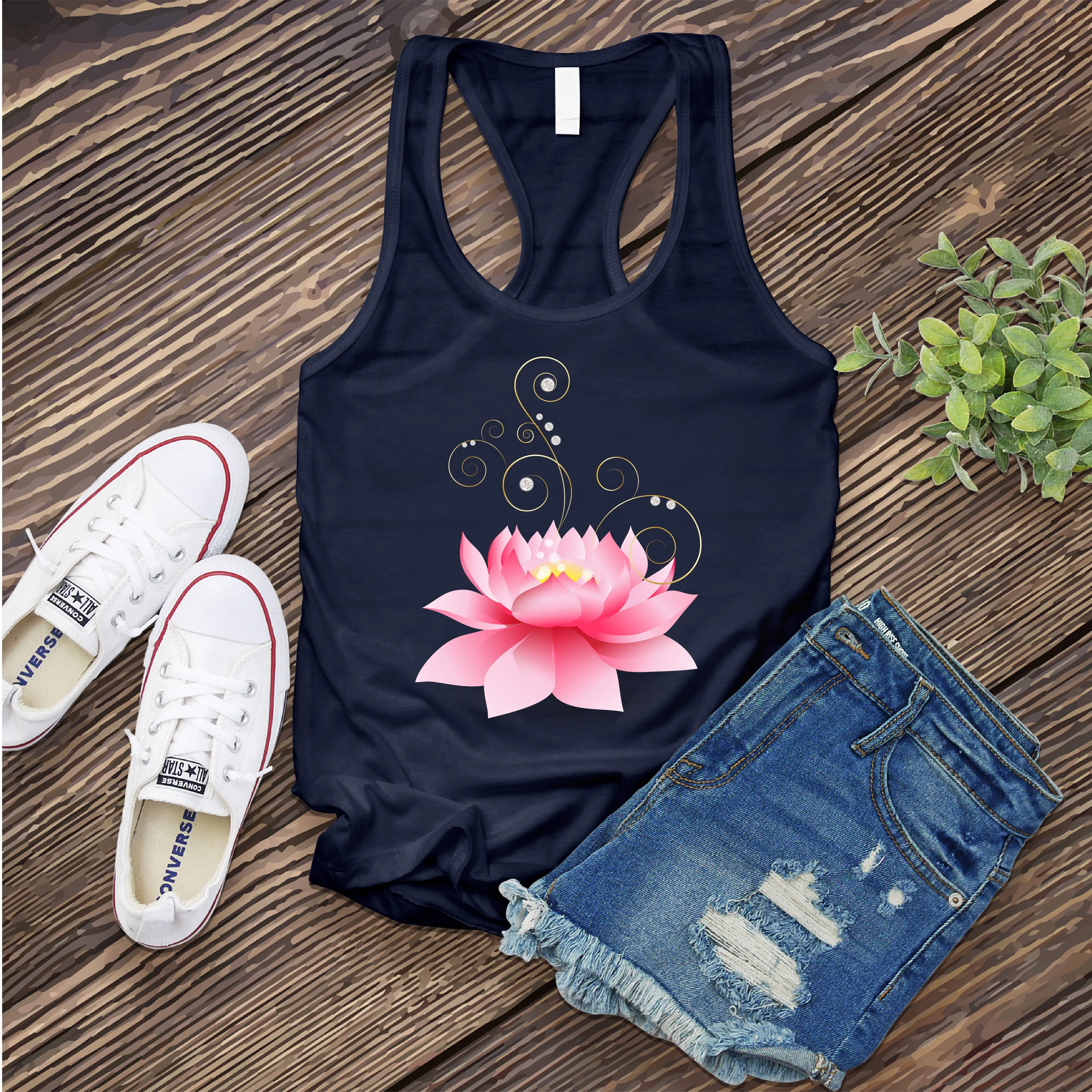 Diamond Pink Lotus Women's Tank Top