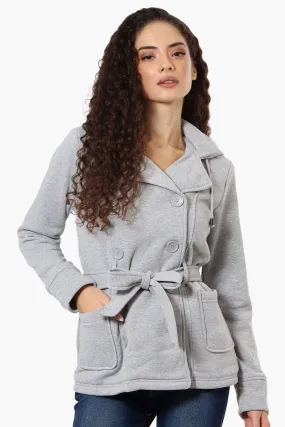 Fahrenheit Sherpa Lined Double Breasted Lightweight Jacket - Grey