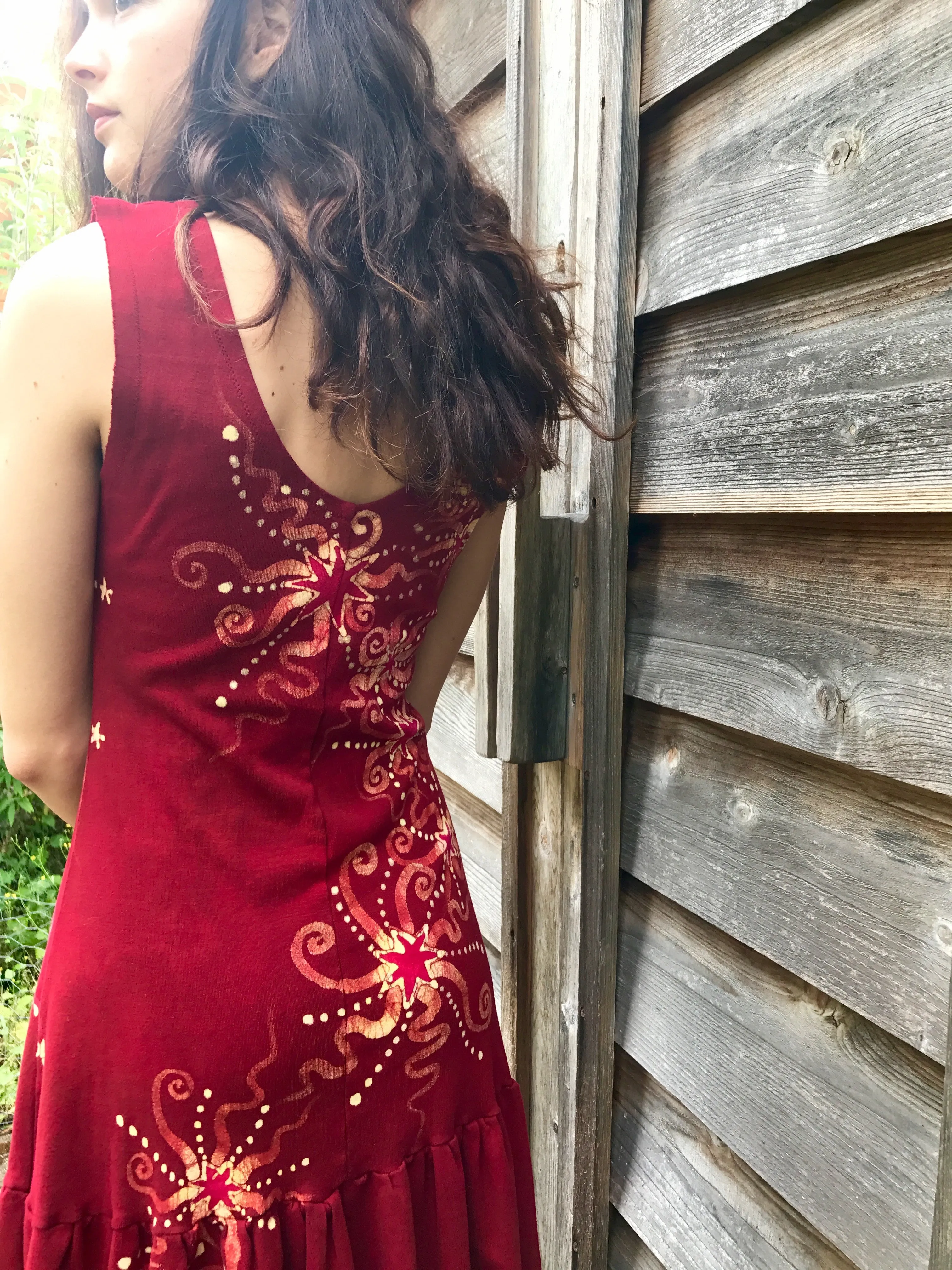 Fire Dancer Red Batikwalla Dress in Organic Cotton - Size Small
