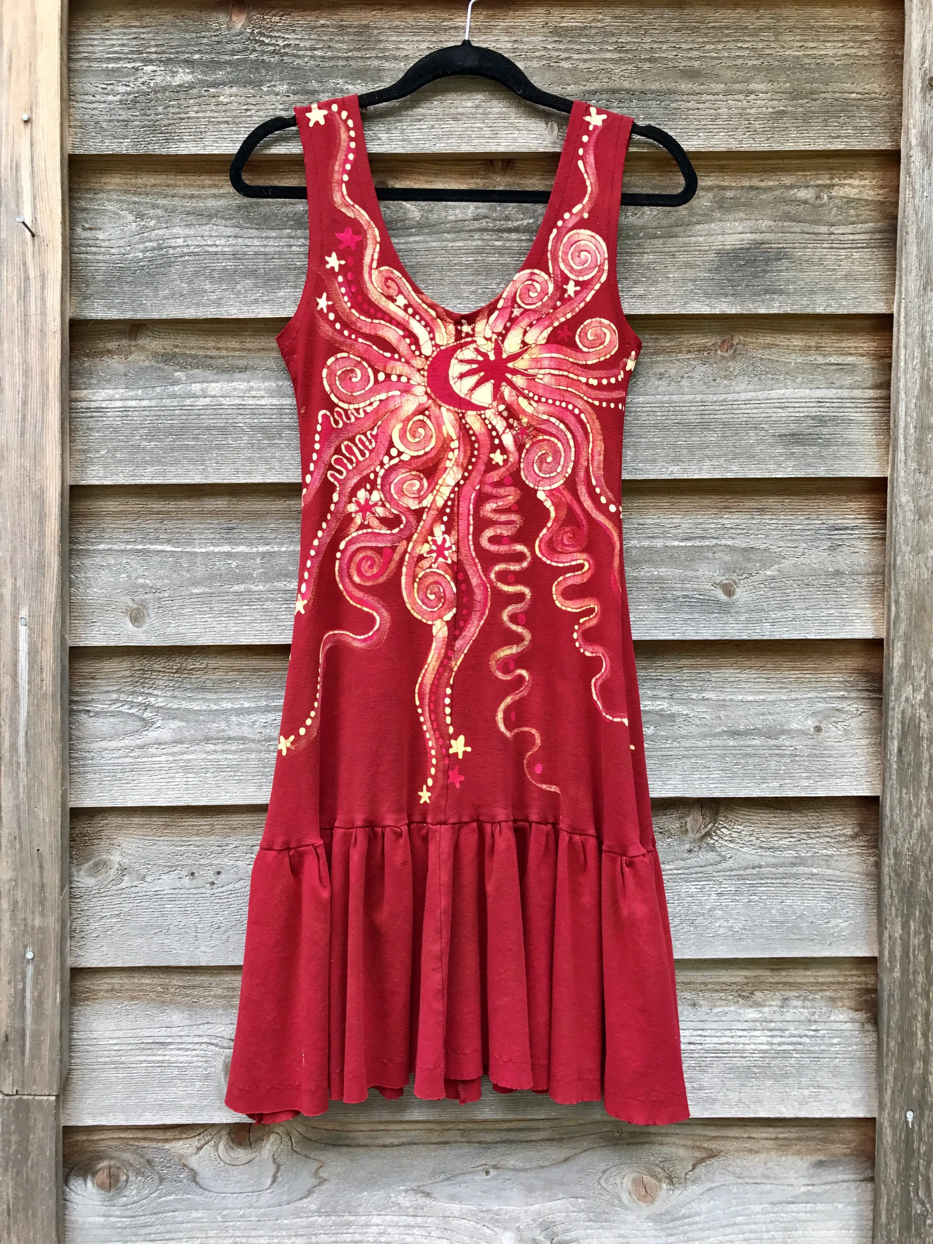 Fire Dancer Red Batikwalla Dress in Organic Cotton - Size Small