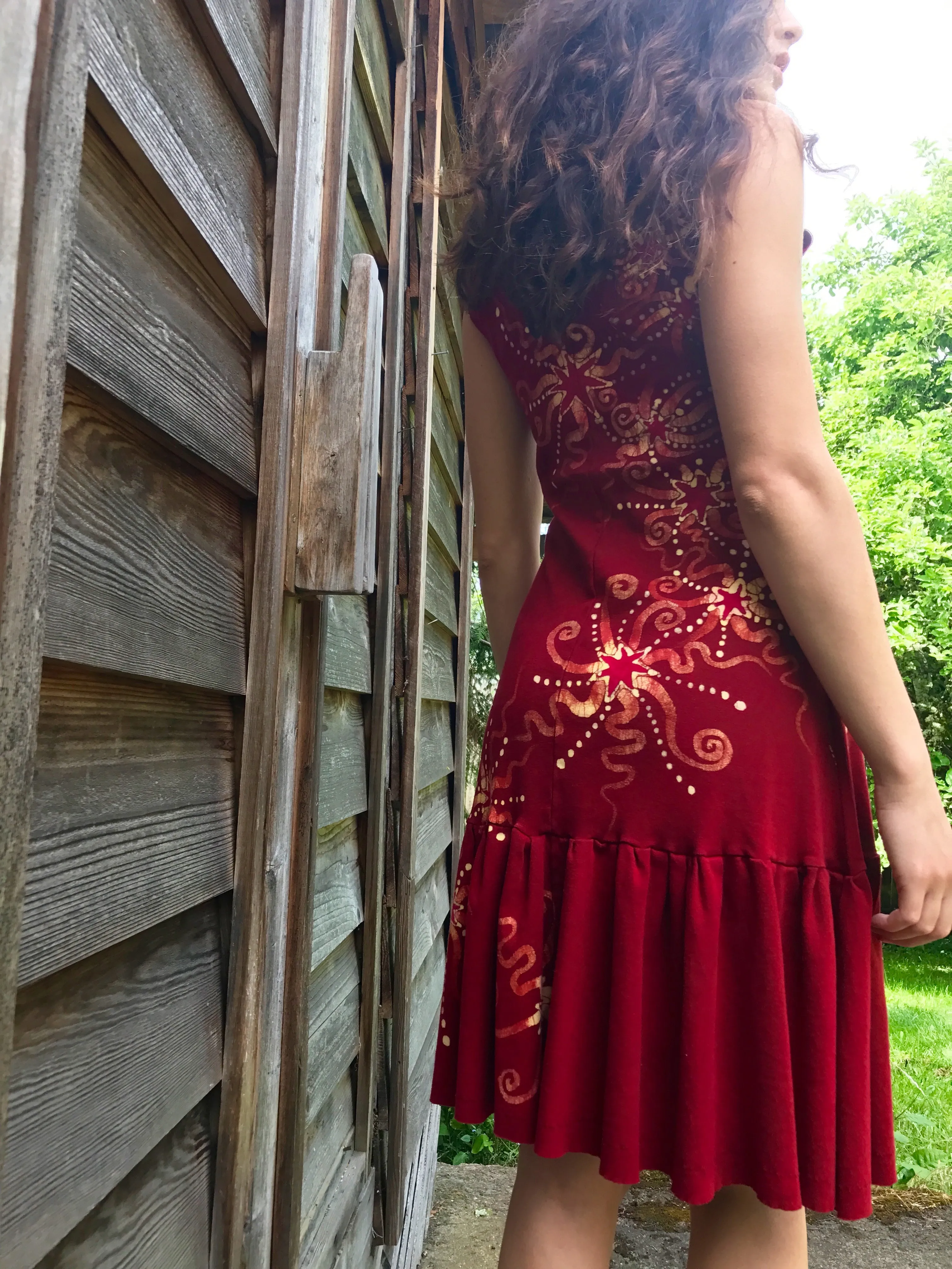 Fire Dancer Red Batikwalla Dress in Organic Cotton - Size Small