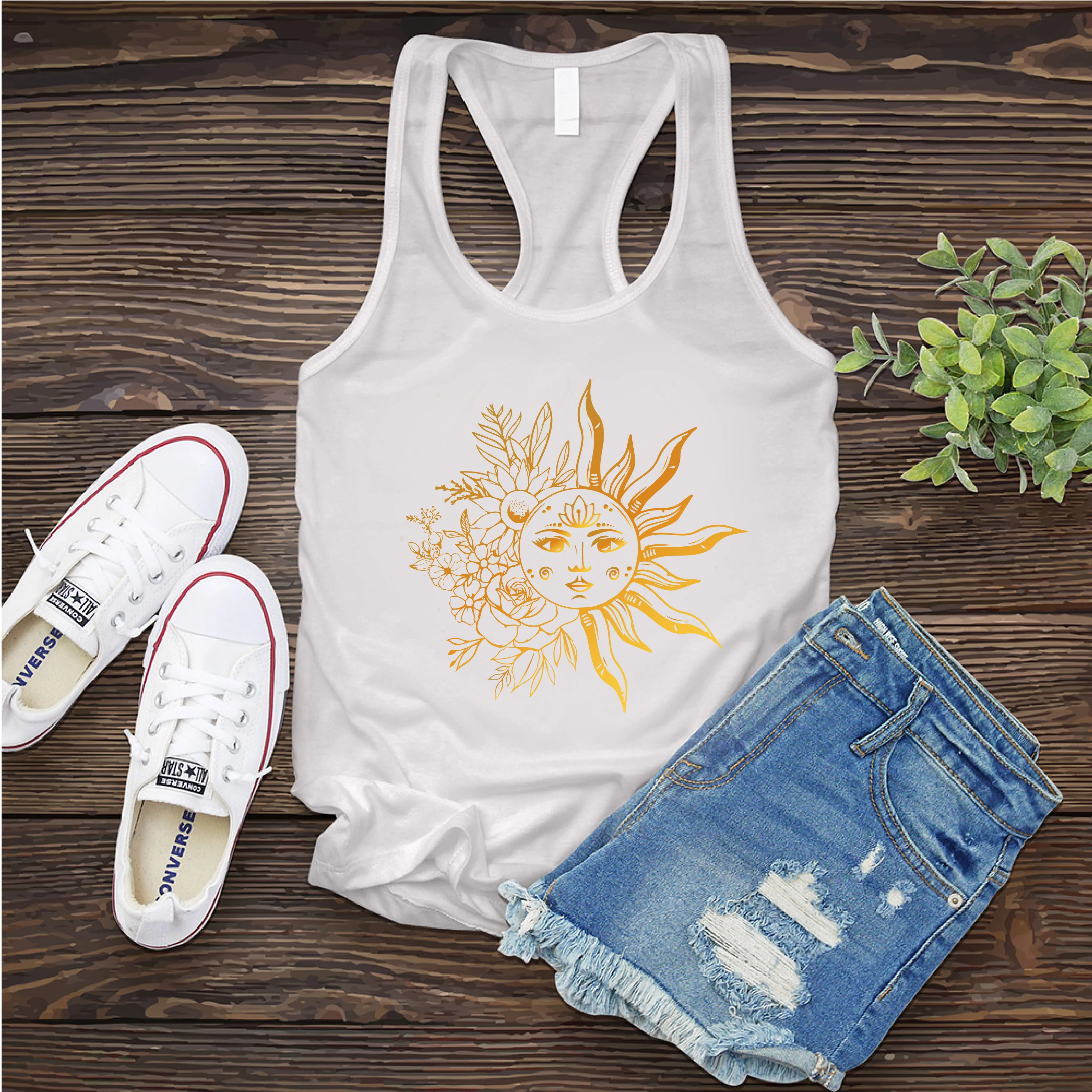 Floral Lotus Sun Women's Tank Top