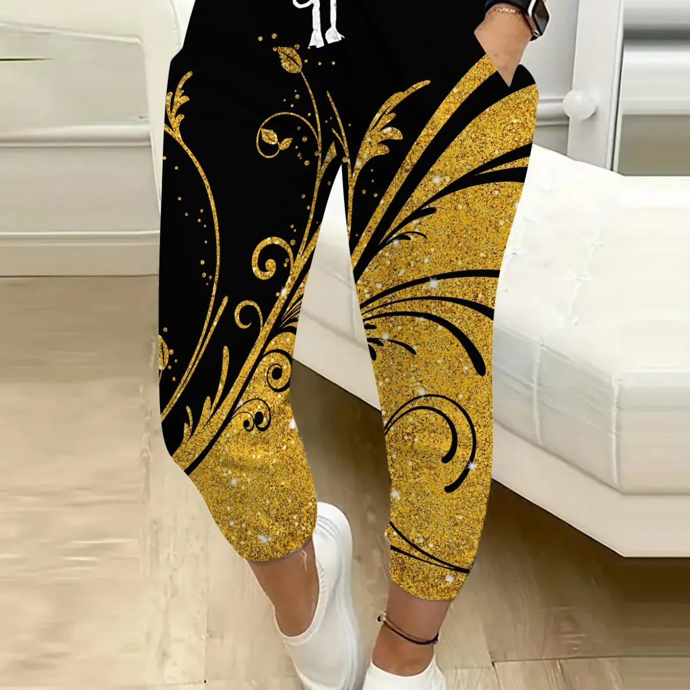 Floral Print Dual Pockets Jogger Pants, Casual & Versatile High Waist Pants For Spring & Summer, Women's Clothing