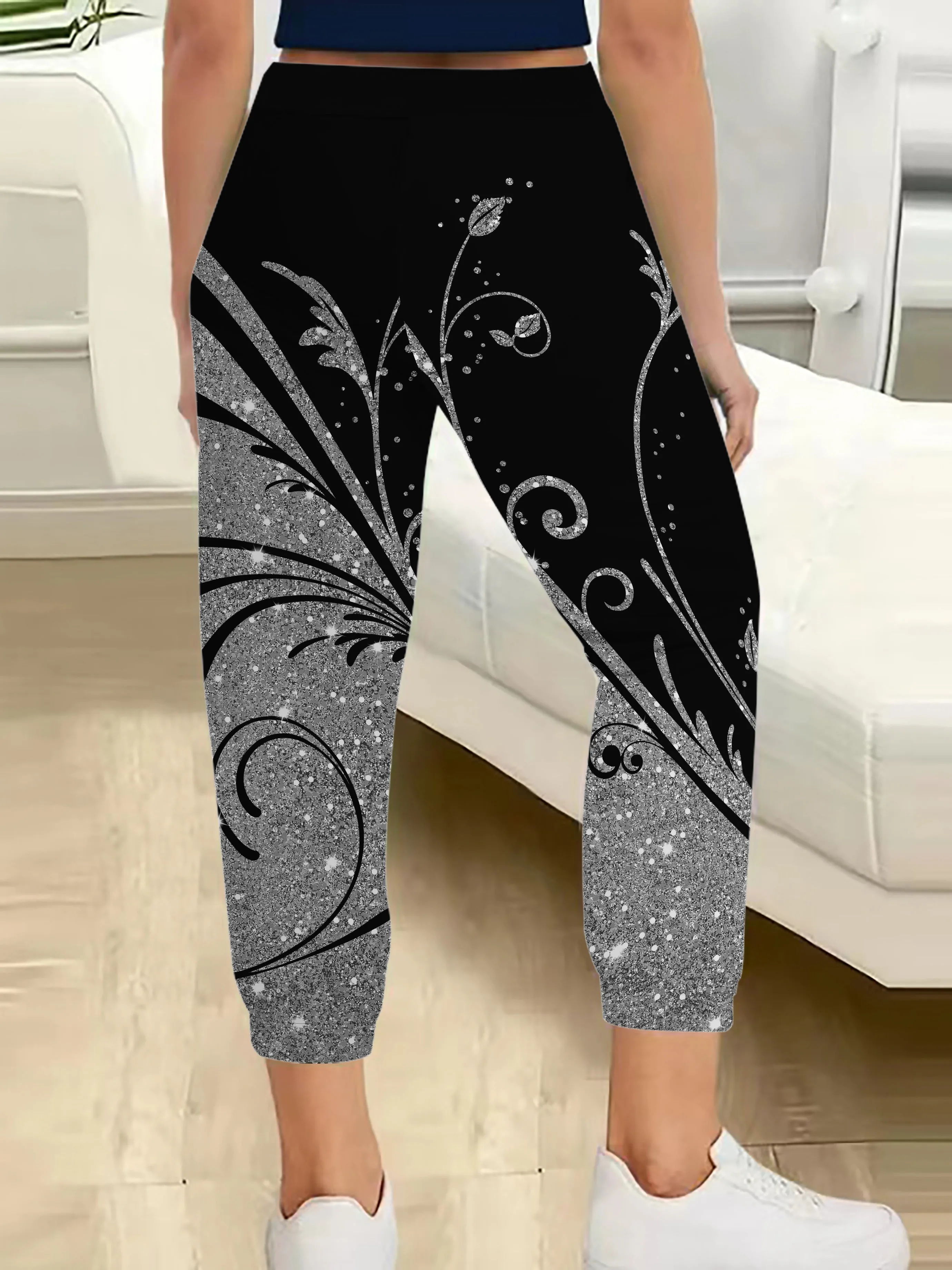 Floral Print Dual Pockets Jogger Pants, Casual & Versatile High Waist Pants For Spring & Summer, Women's Clothing