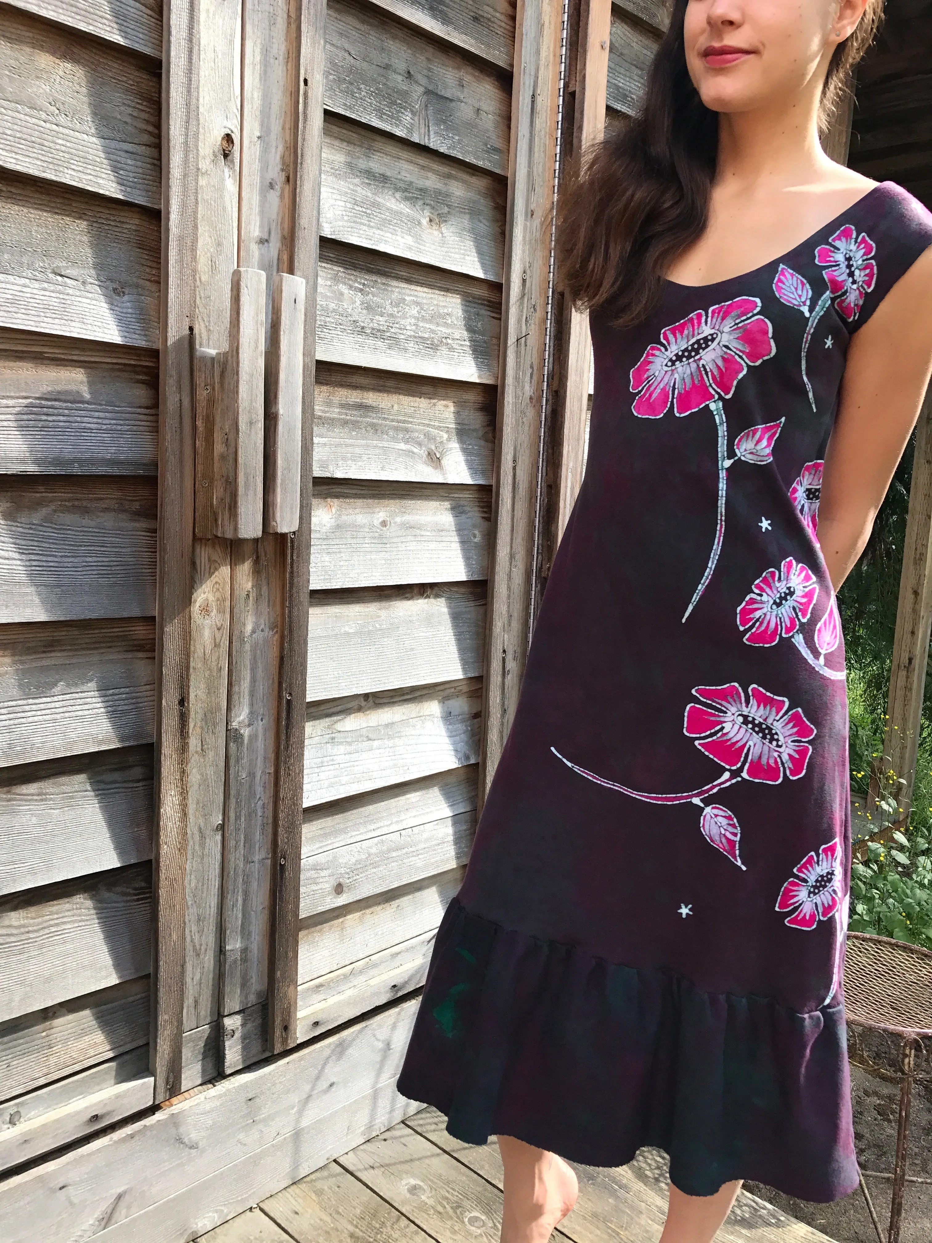 Flower Power in Tourmaline Temptation Batikwalla Dress in Organic Cotton - Size Medium
