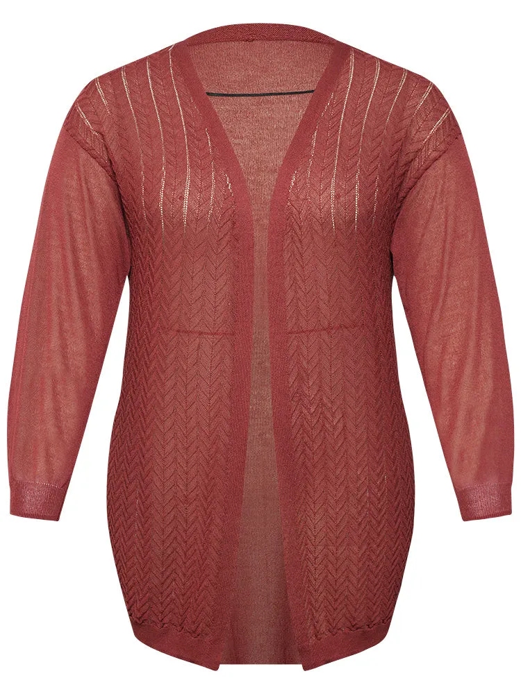 Geometric Plisse Patchwork Loose Open Front Cardigan