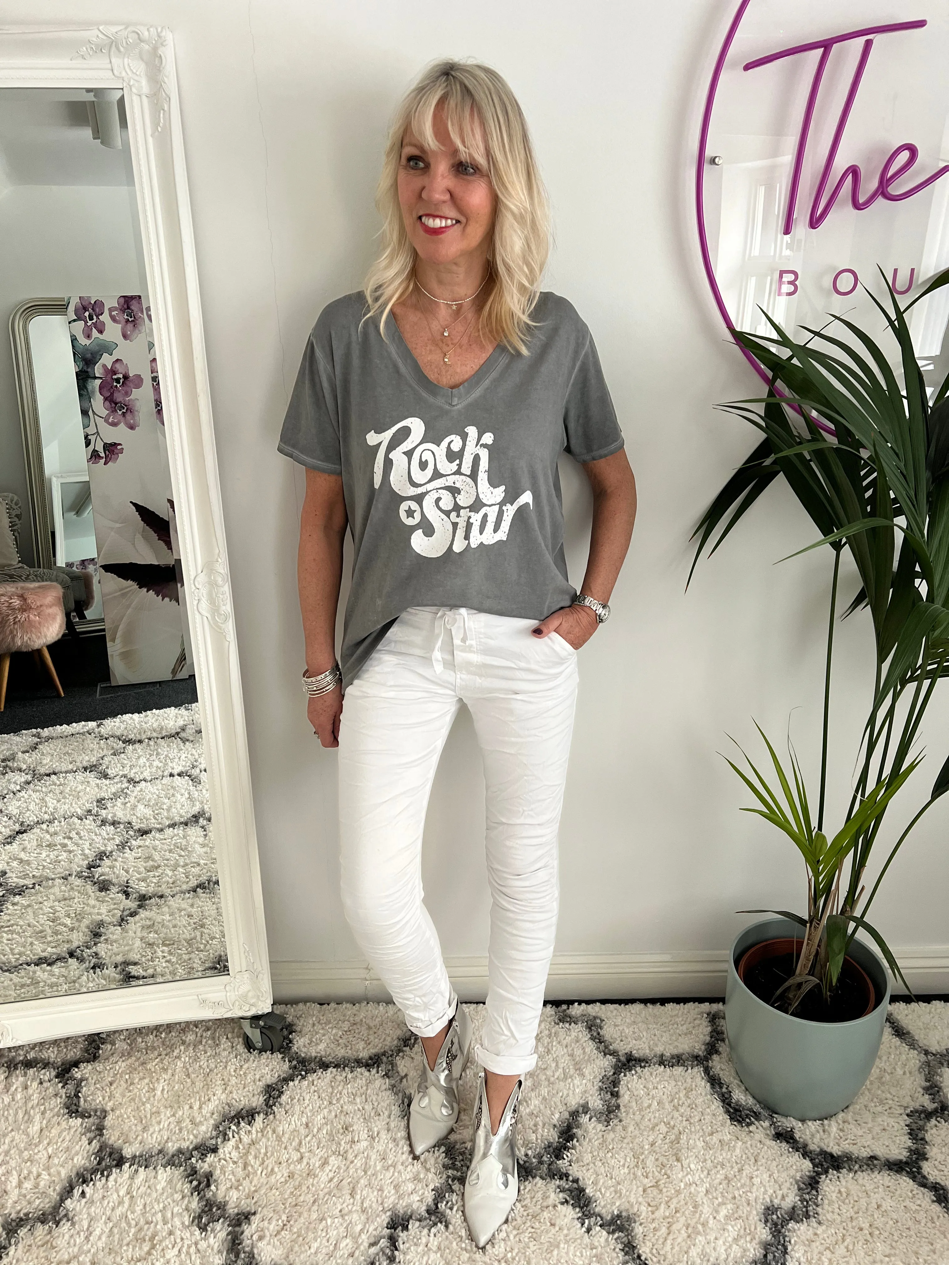Jean Joggers in White