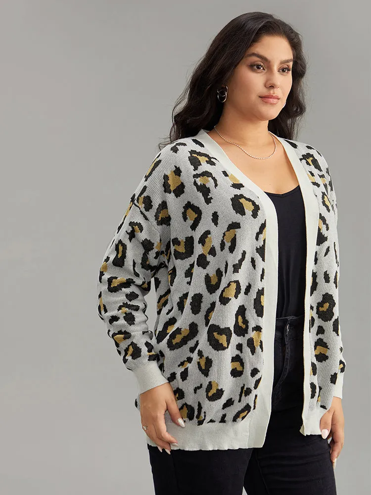 Leopard Print Elastic Cuffs Cardigan