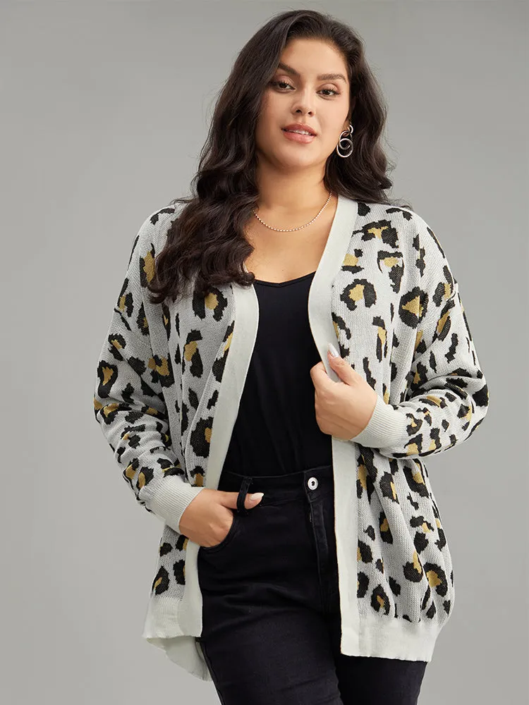 Leopard Print Elastic Cuffs Cardigan