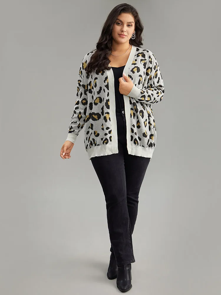 Leopard Print Elastic Cuffs Cardigan