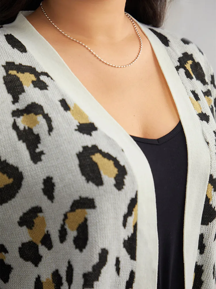 Leopard Print Elastic Cuffs Cardigan