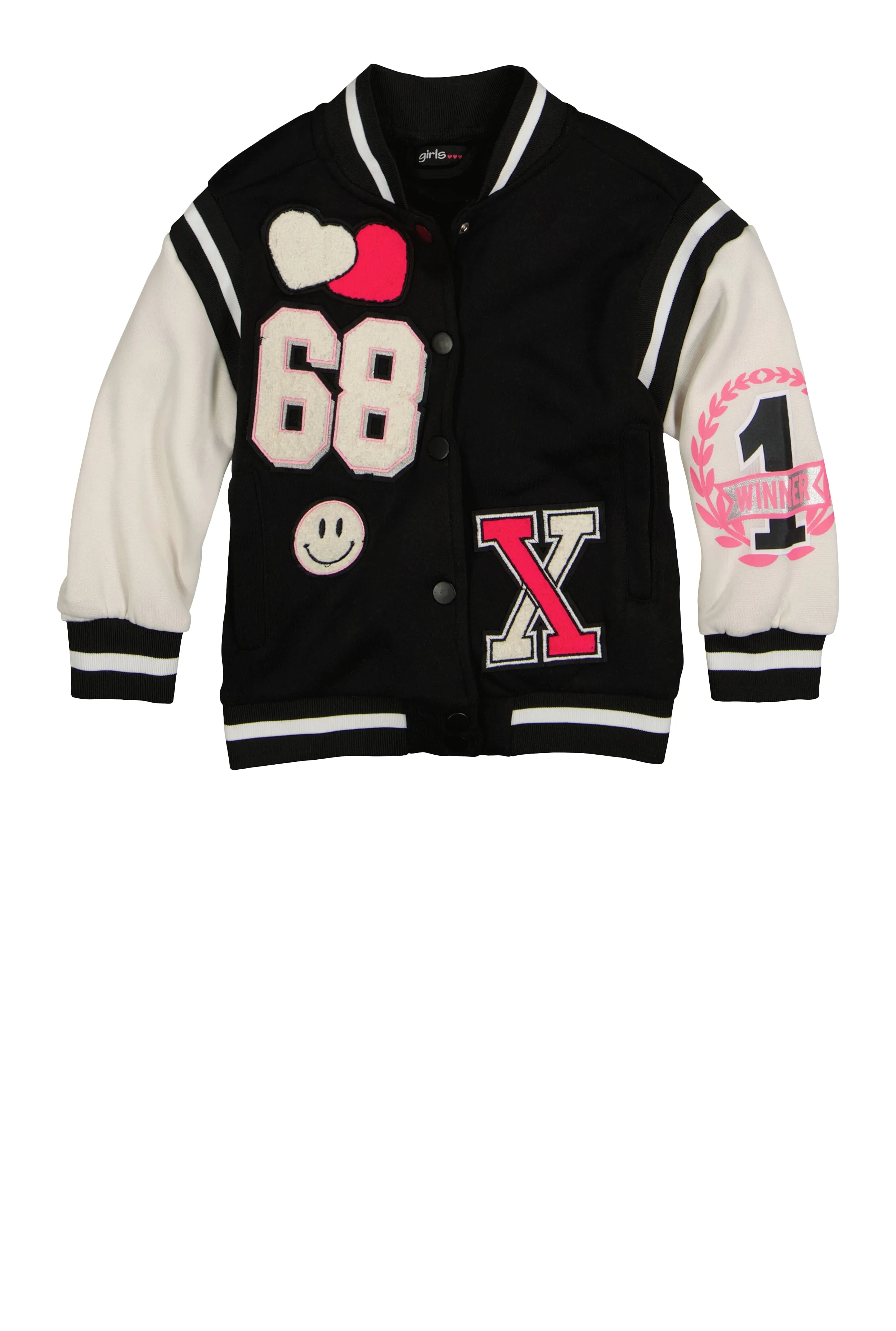 Little Girls 68 Graphic Chenille Patch Varsity Jacket