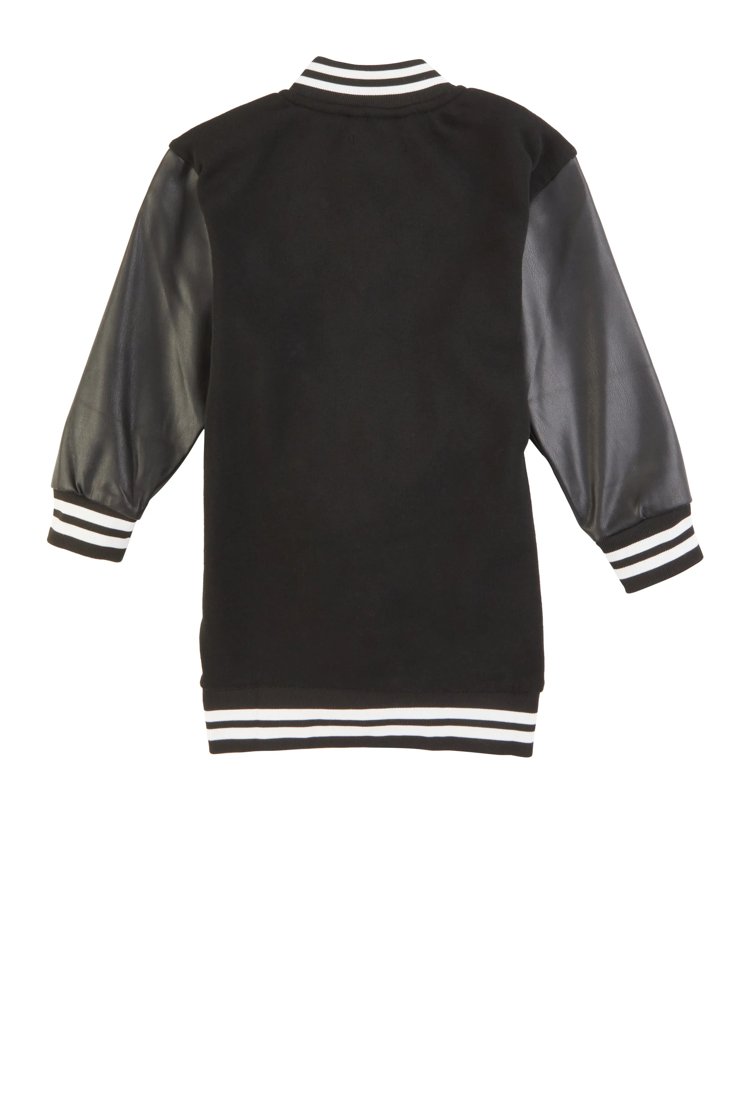 Little Girls Q Chenille Crown Graphic Long Varsity Jacket