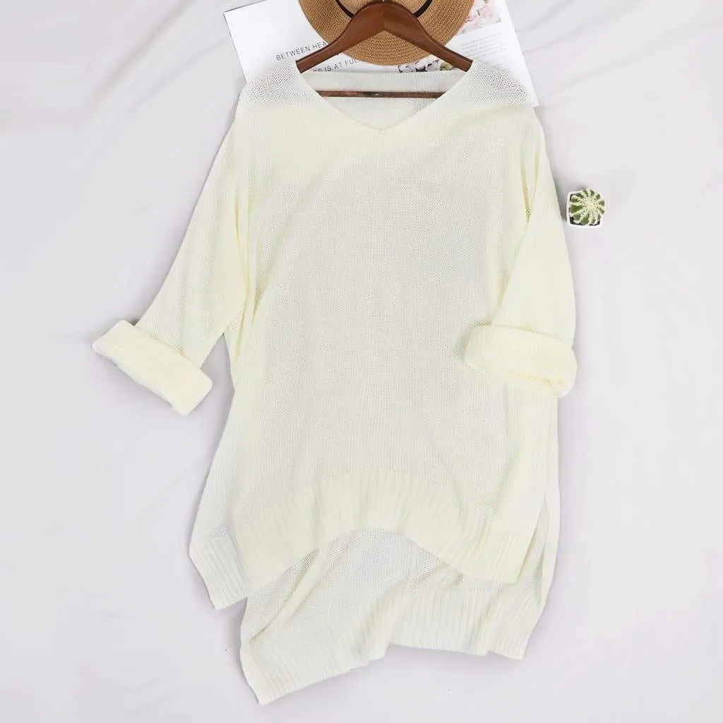 Loose Bat Sleeve Off Shoulder Knit Tunic