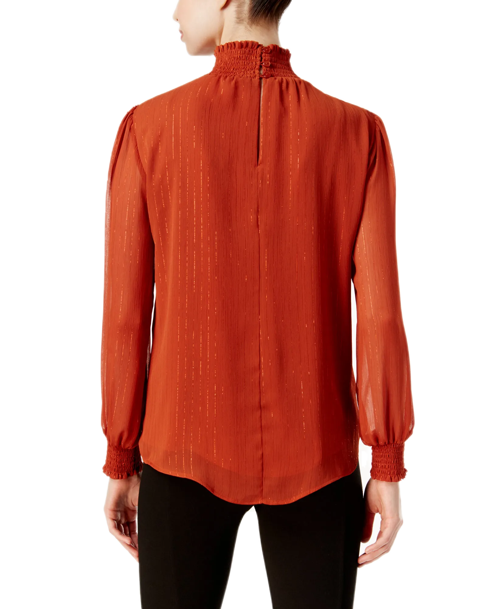 Metallic-Detail Turtleneck Blouse