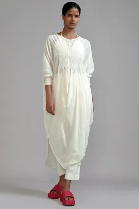 Off-White Cotton Cowl Tunic Set