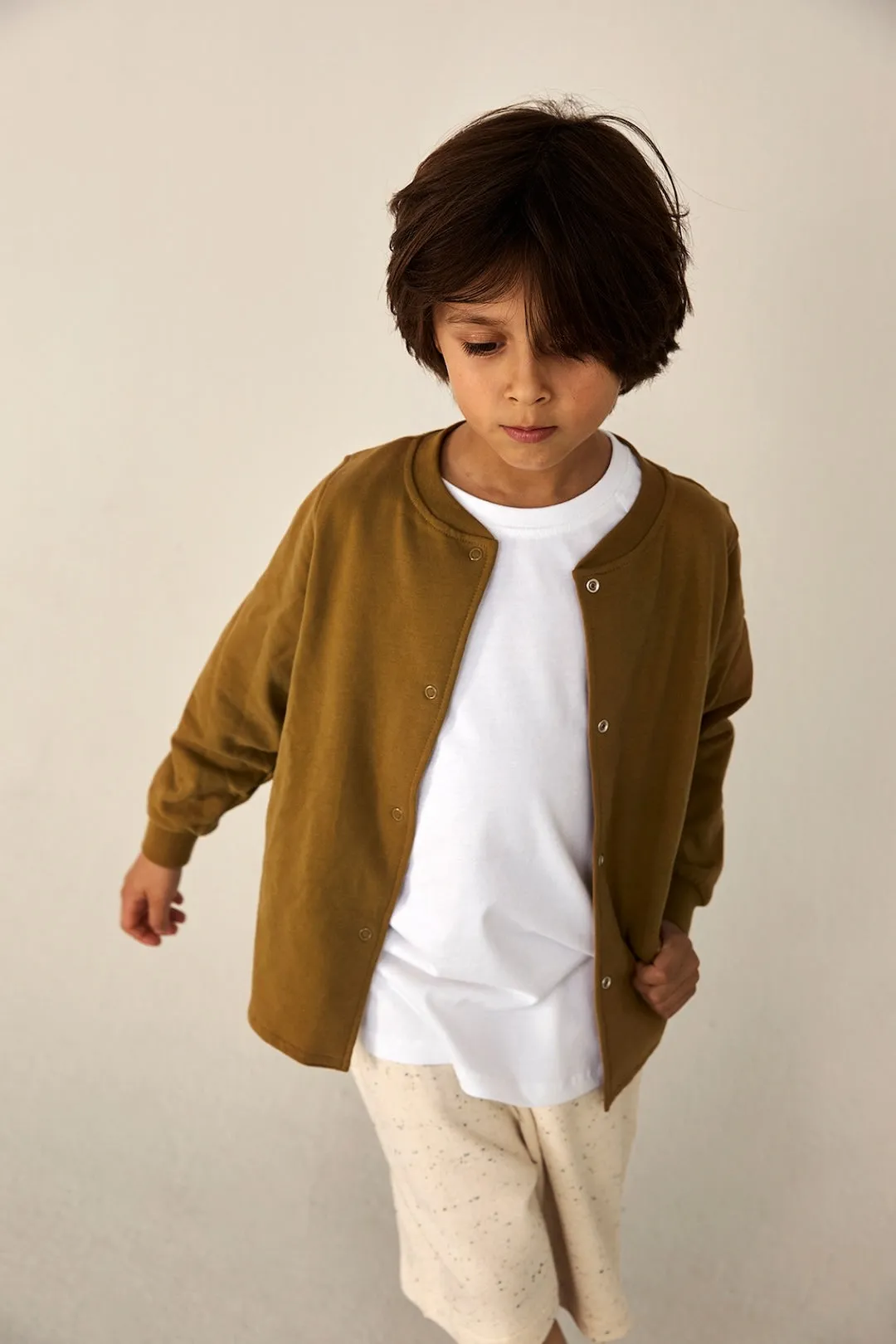 Organic Round Neck Cardigan "Peanut"