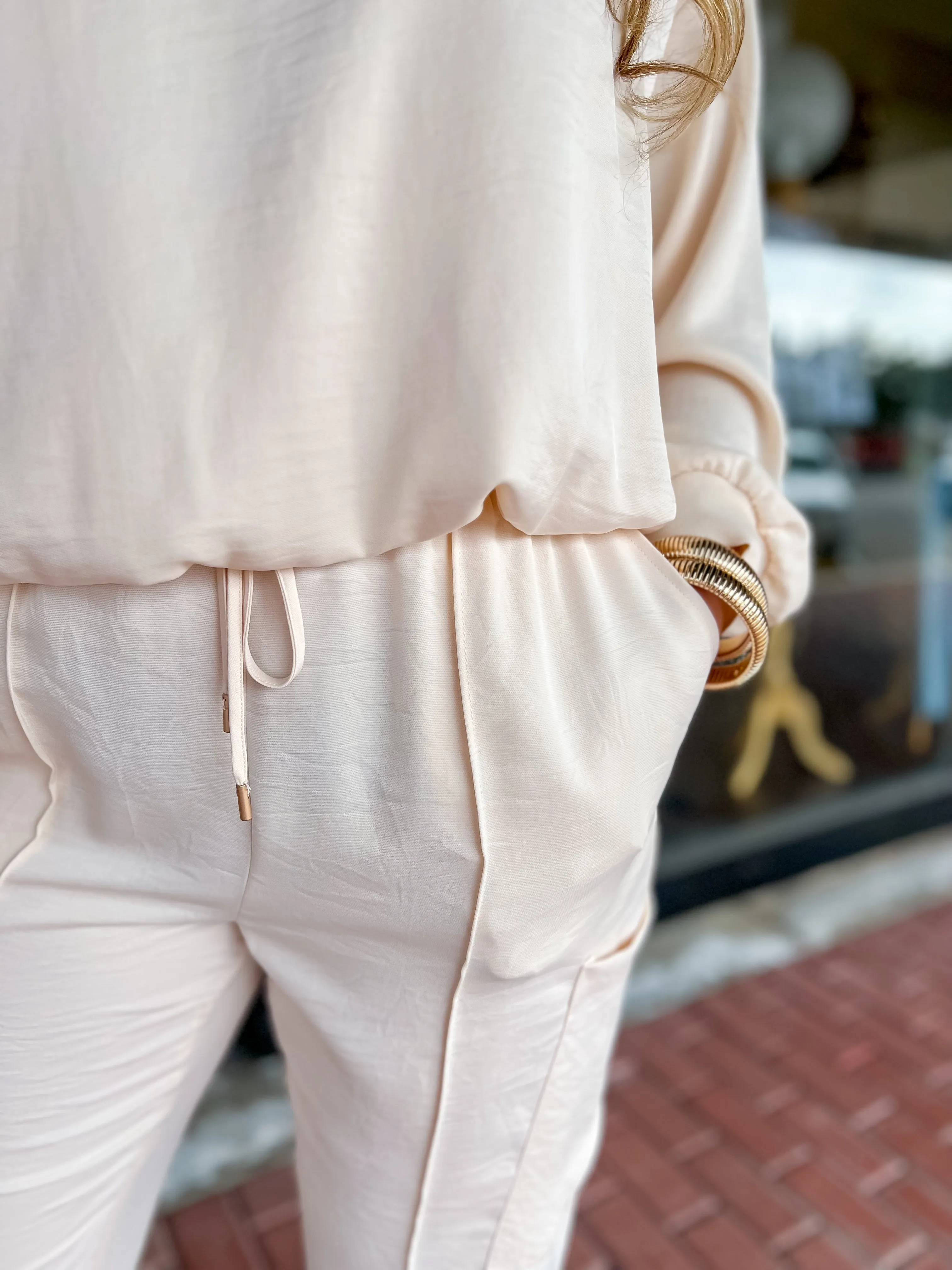 Pintuck Joggers-Oatmeal
