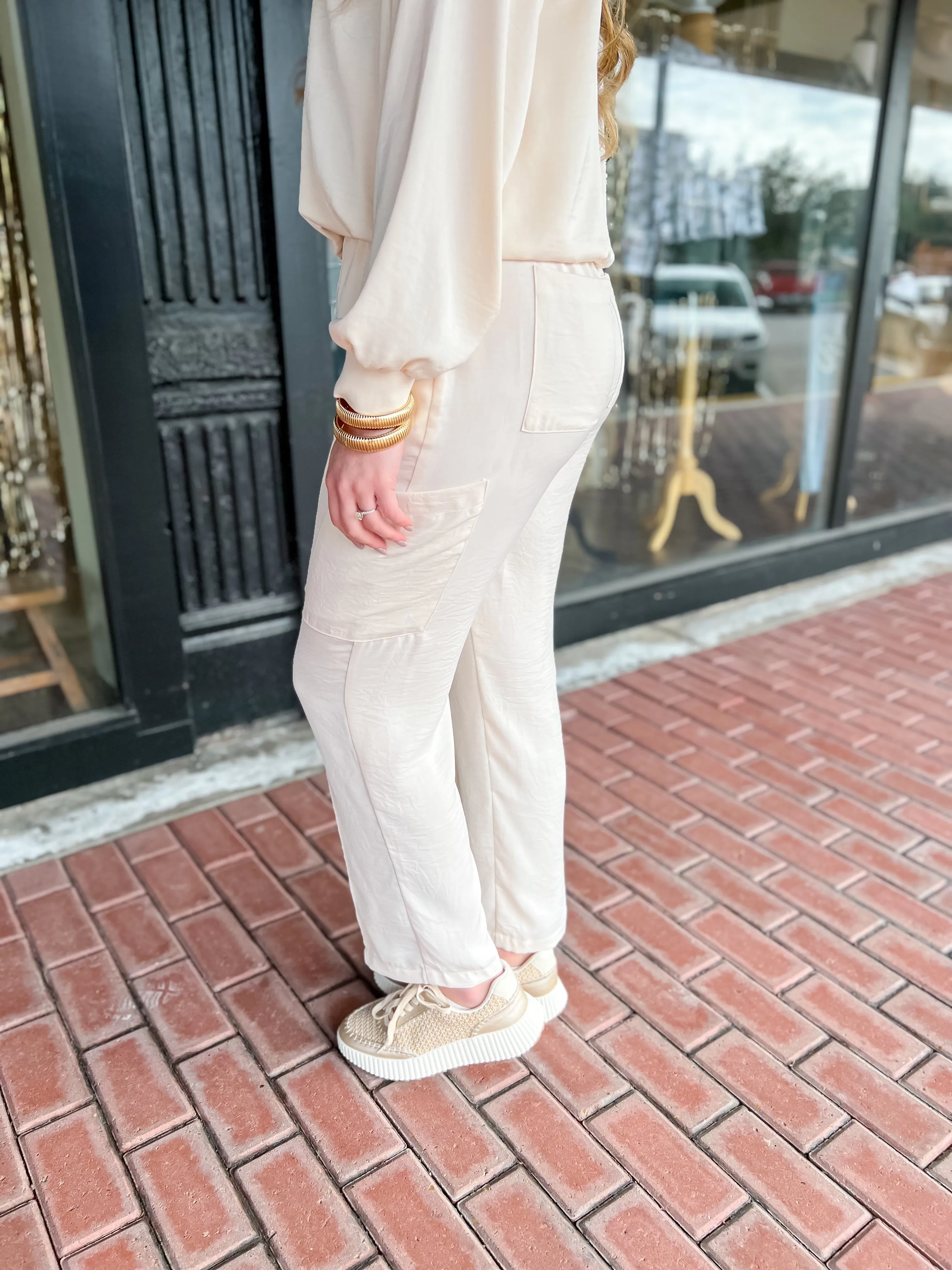 Pintuck Joggers-Oatmeal