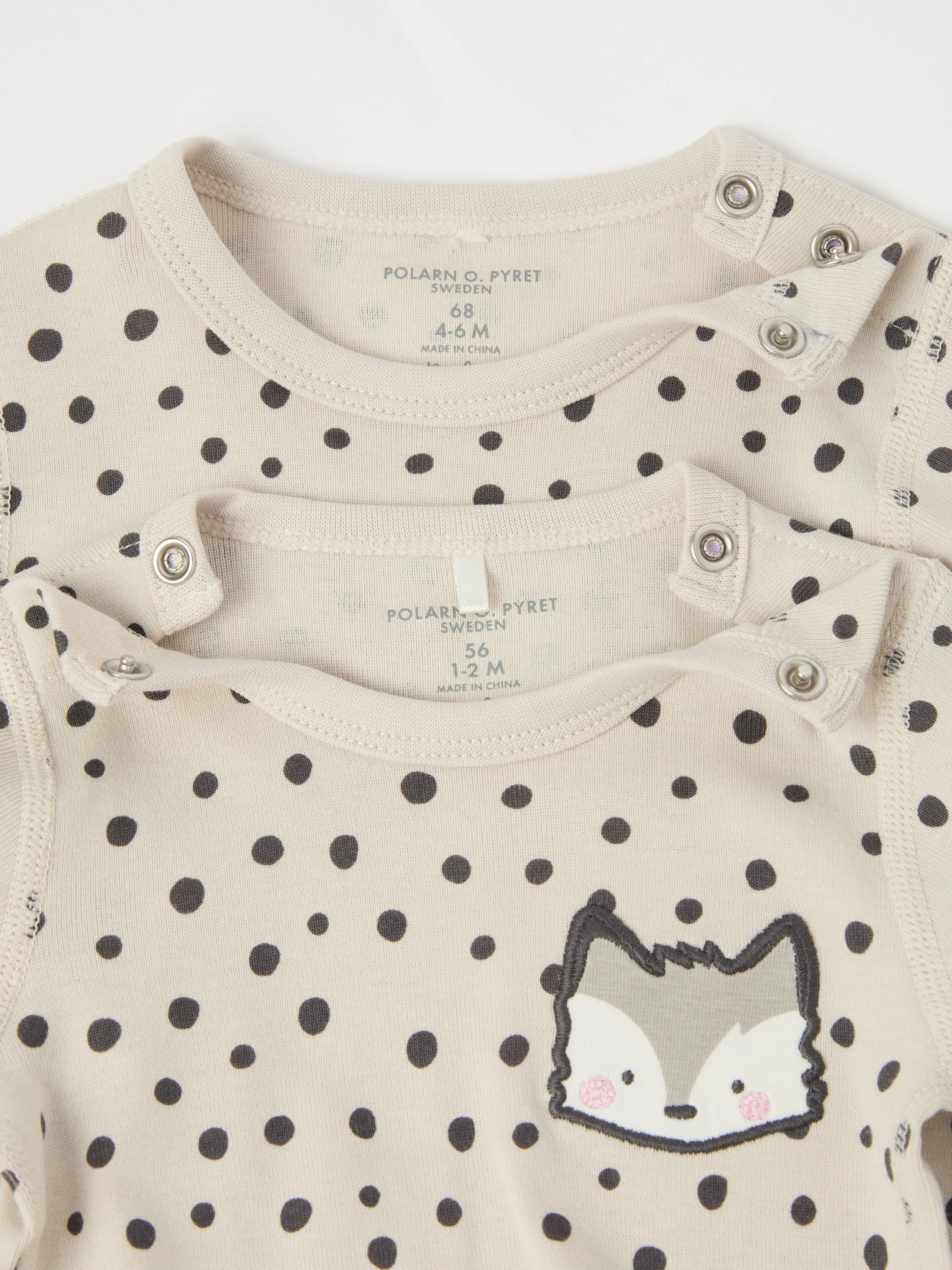 Polka Dot Fox Appliqué Babygrow