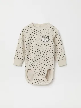 Polka Dot Fox Appliqué Babygrow