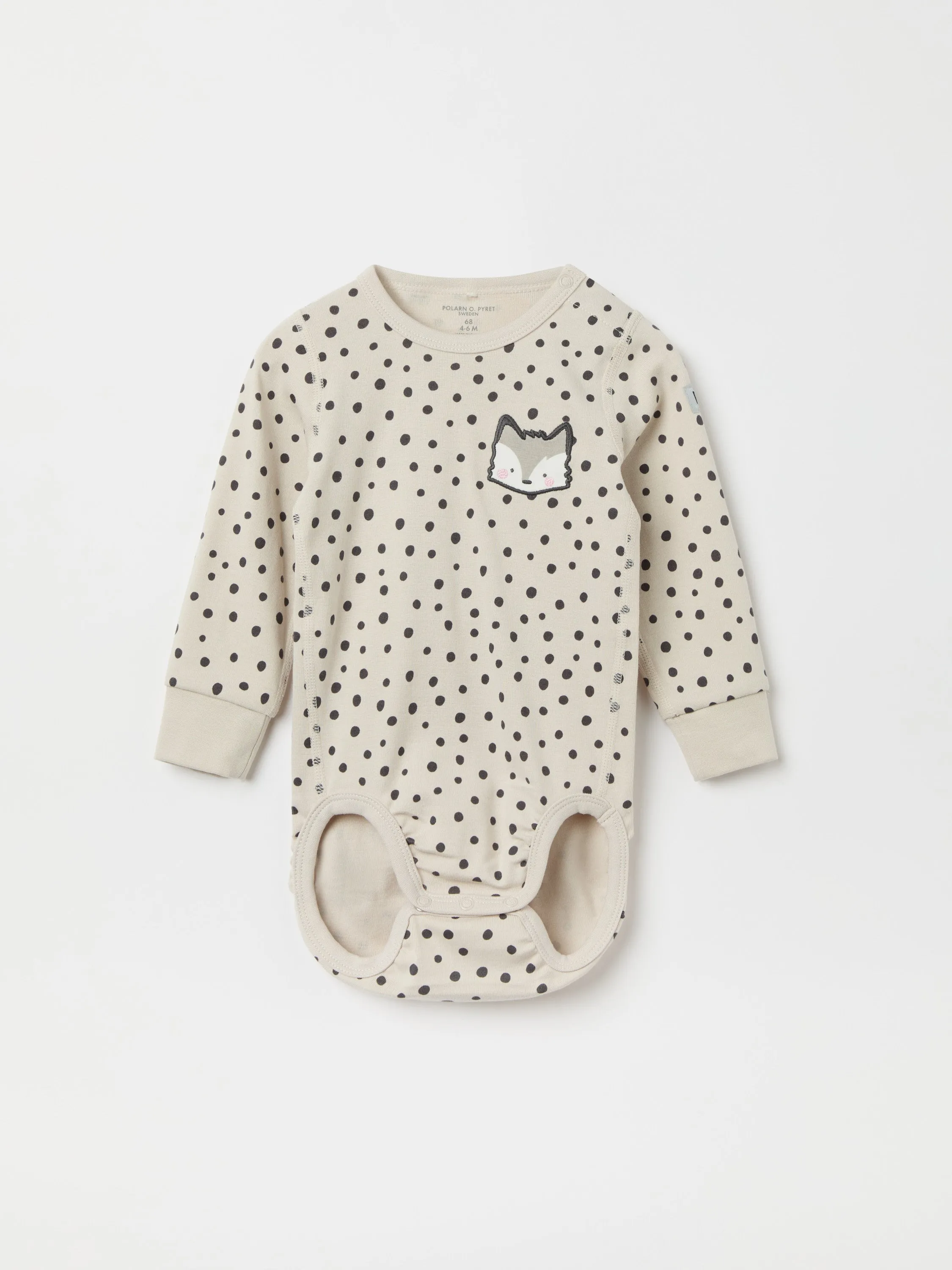Polka Dot Fox Appliqué Babygrow