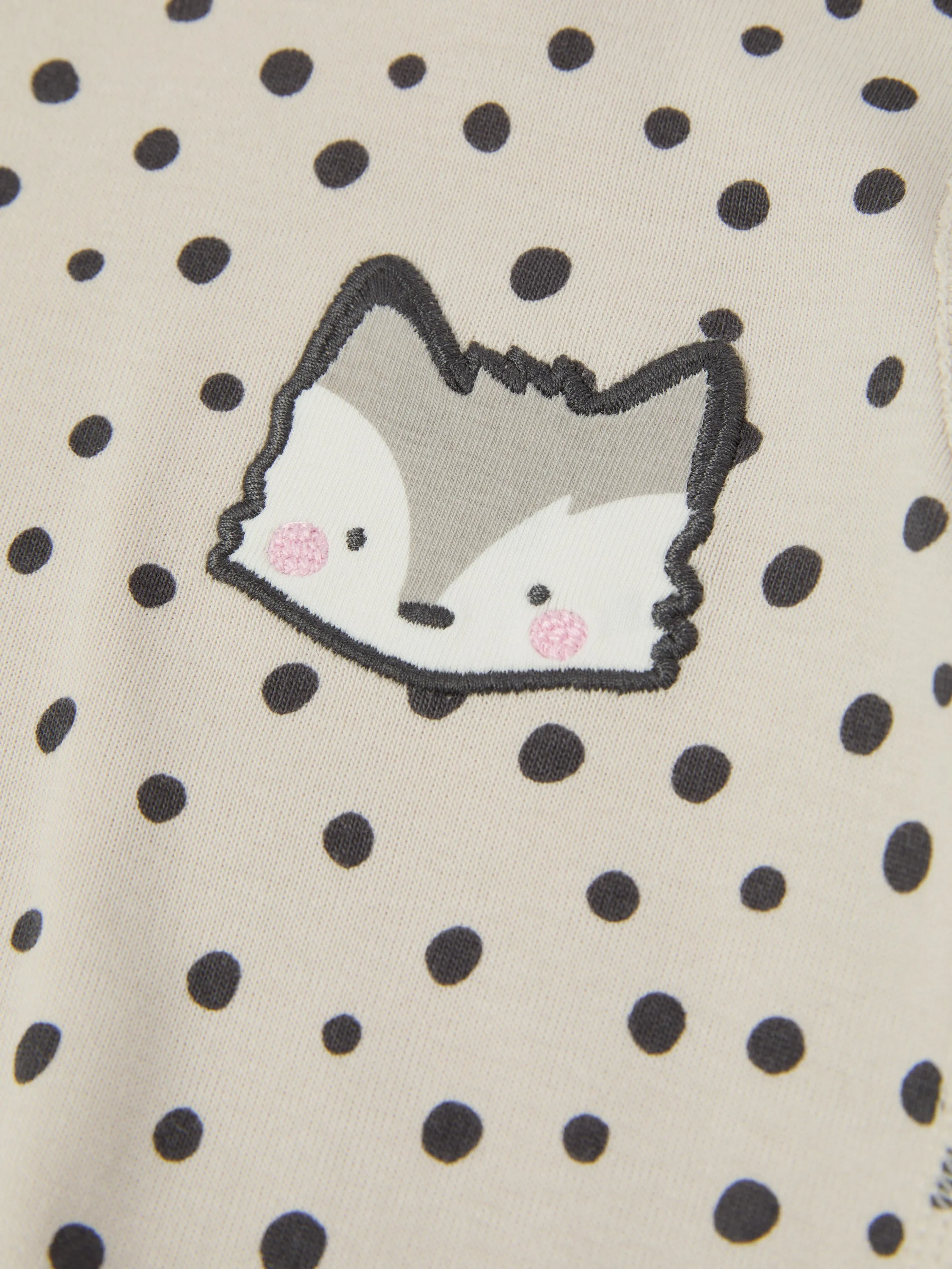 Polka Dot Fox Appliqué Babygrow