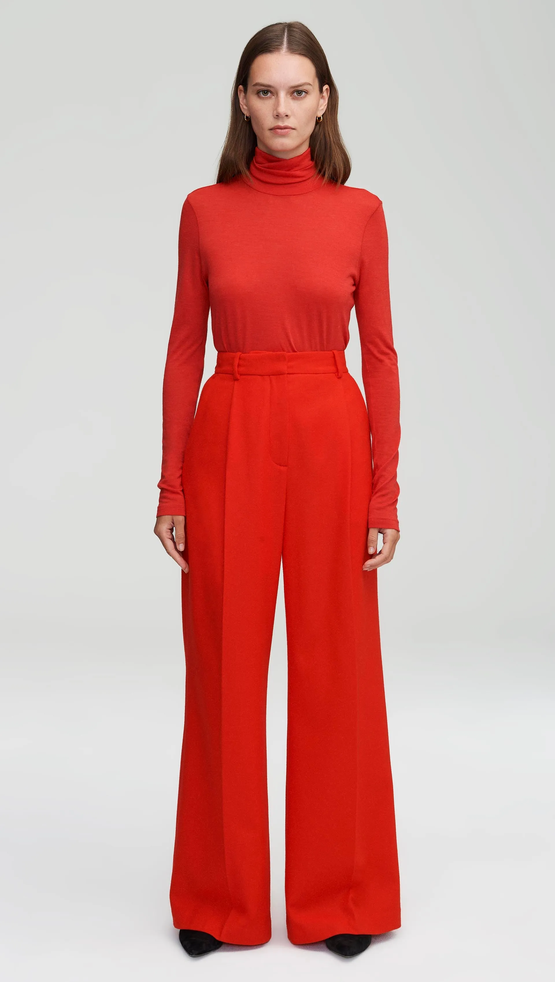 Skinny Turtleneck in Merino Silk Jersey | Scarlet