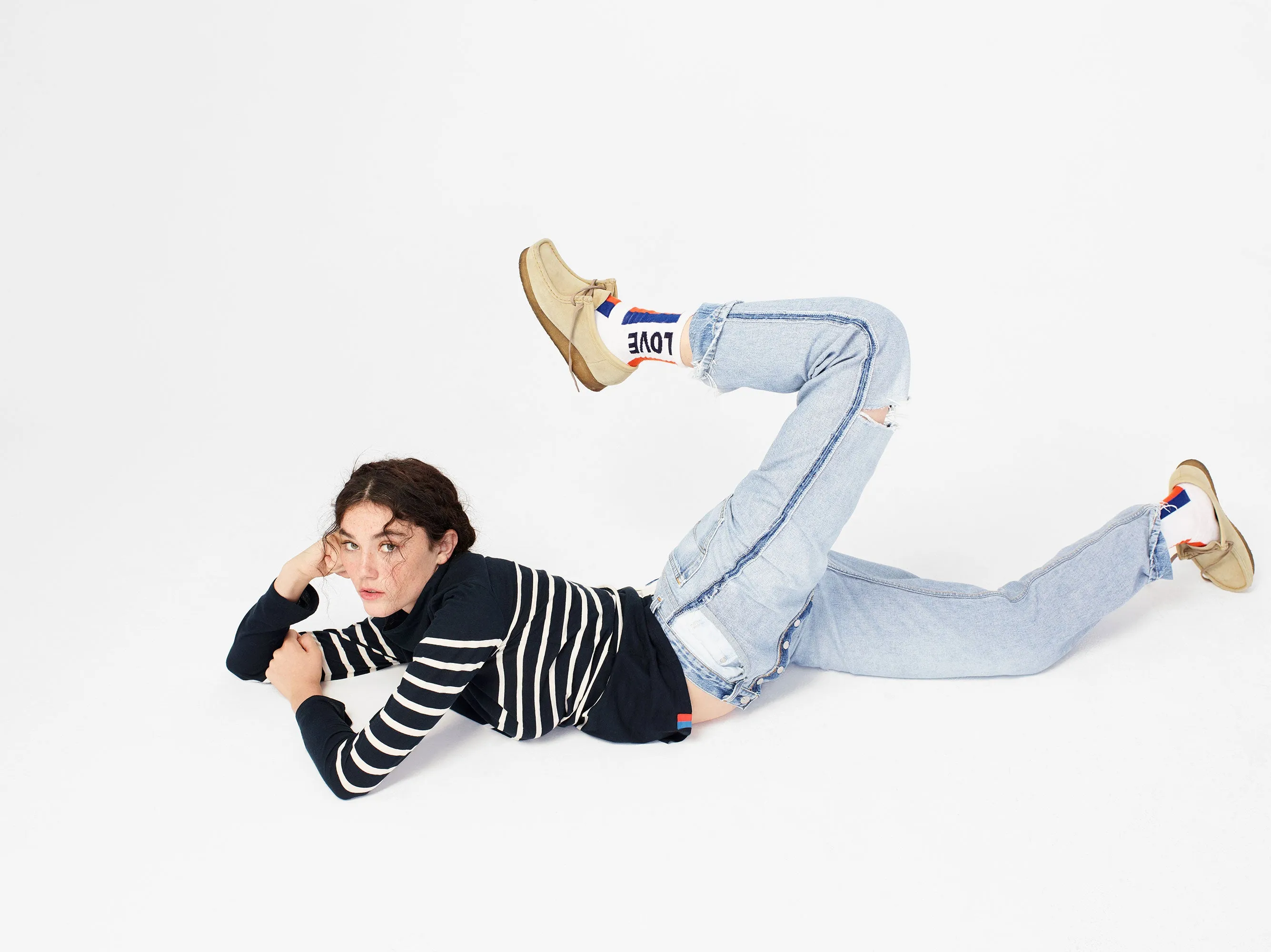 The Tissue Turtleneck - Navy/Cream