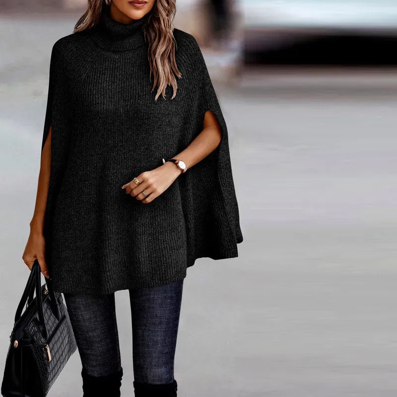 Turtle Neck Cozy Cape Poncho