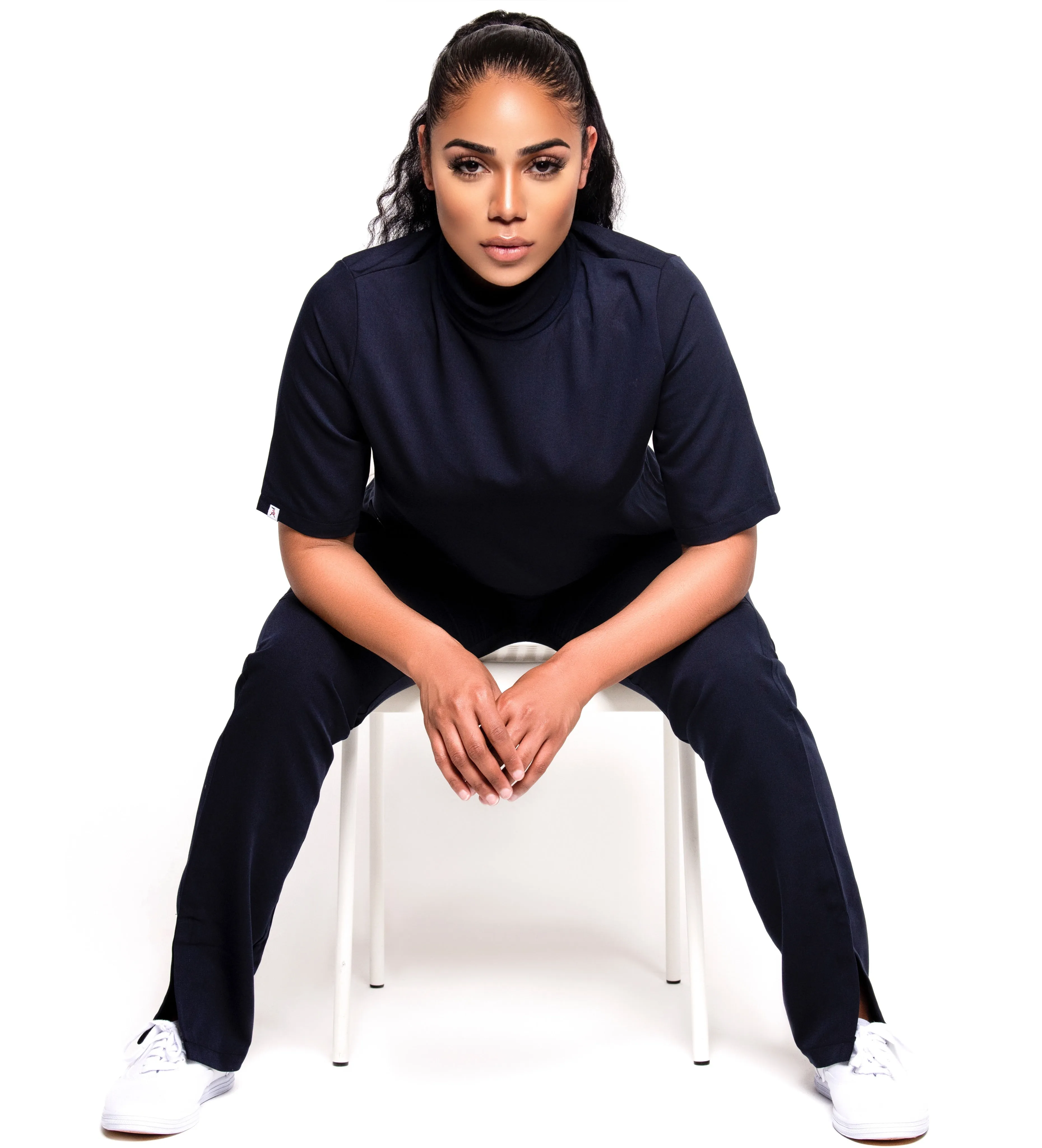 Turtleneck Scrub Top (Black)